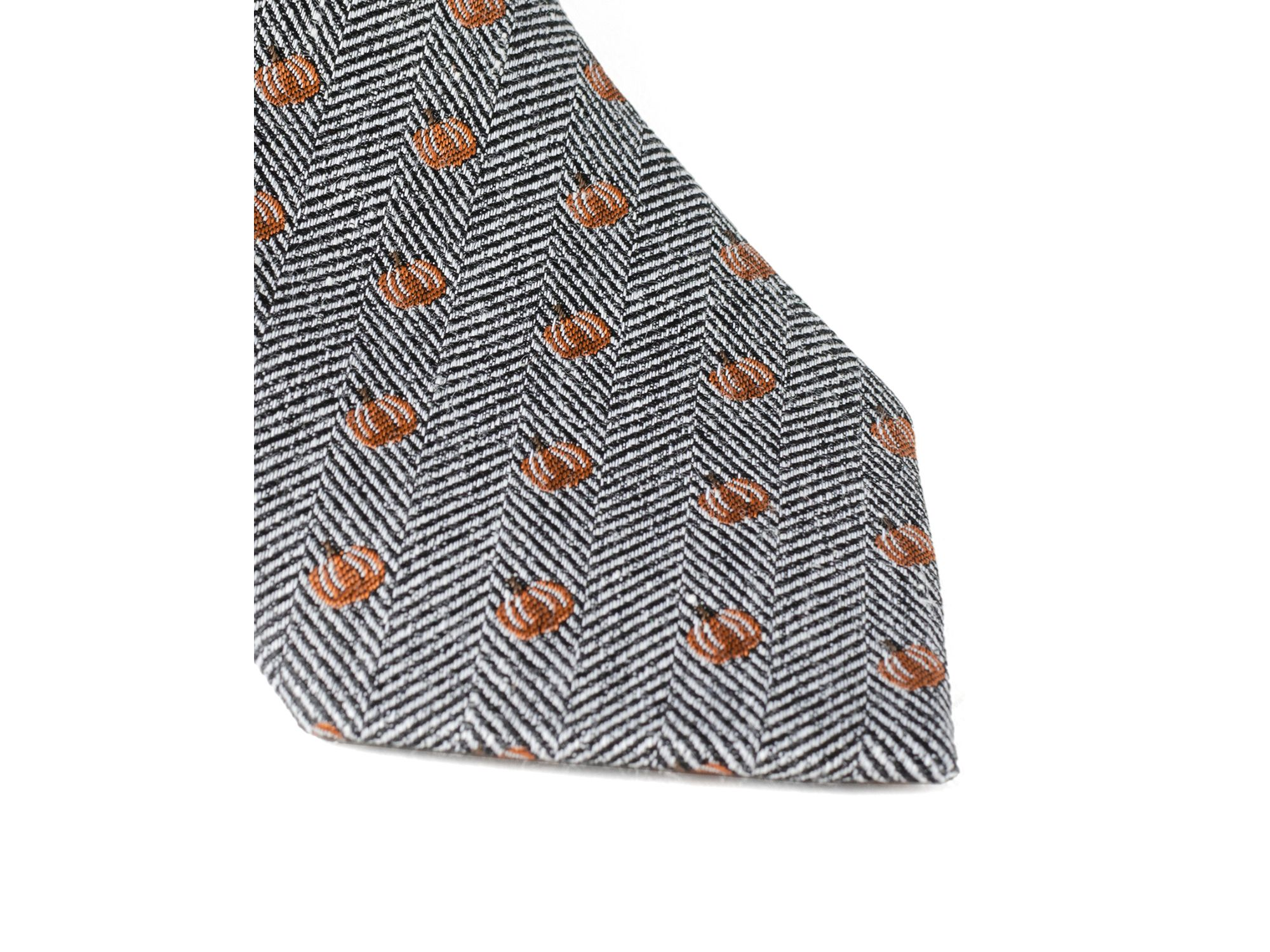 Holiday Pumpkin Herringbone Silk Tie — Image 4