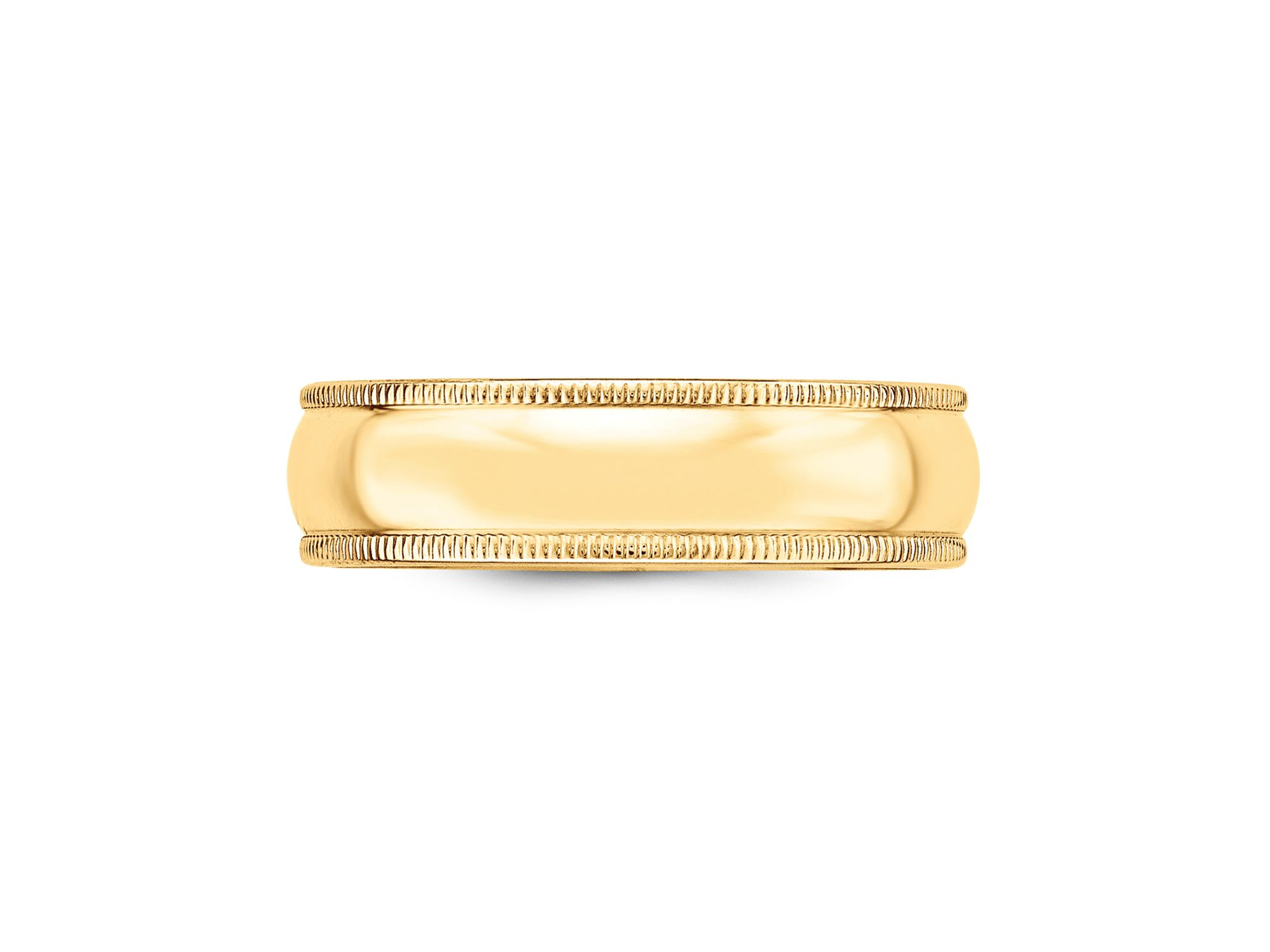 Men's 6mm Milgrain Half Round Wedding Band 14K Yellow Gold — Image 4