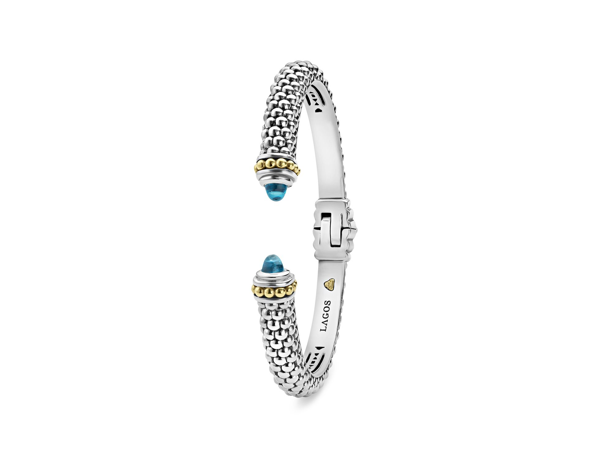 18K Gold and Sterling Silver Rittenhouse Blue Topaz Cuff, 8mm — Image 5