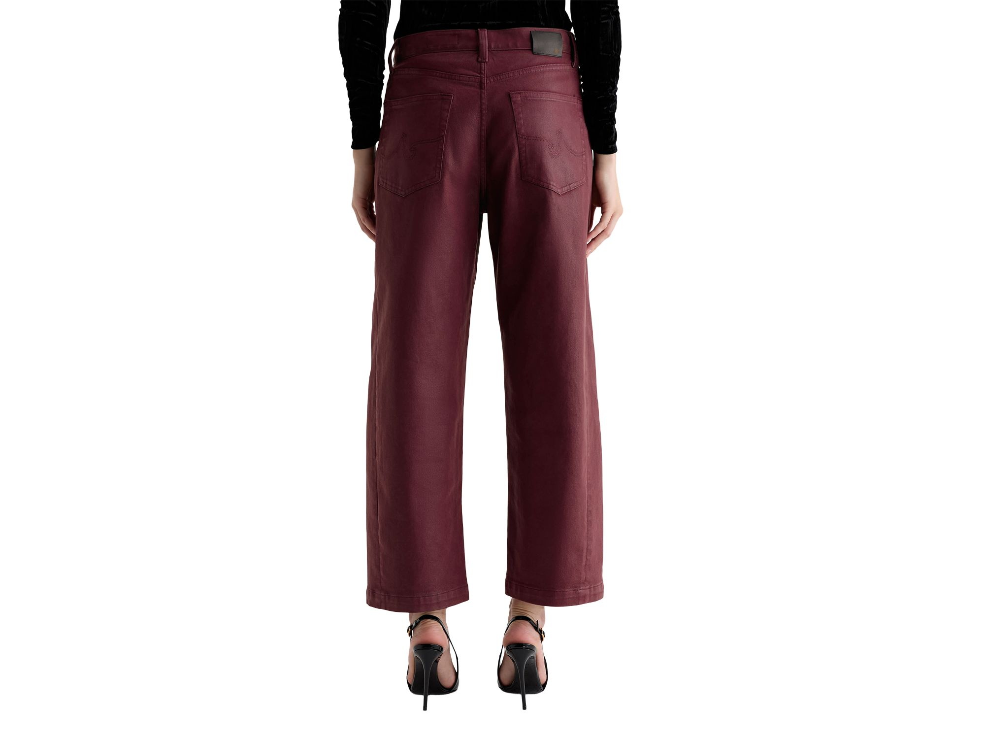 Hattie Coated High Rise Crop Barrel Jeans in Winery — Image 3