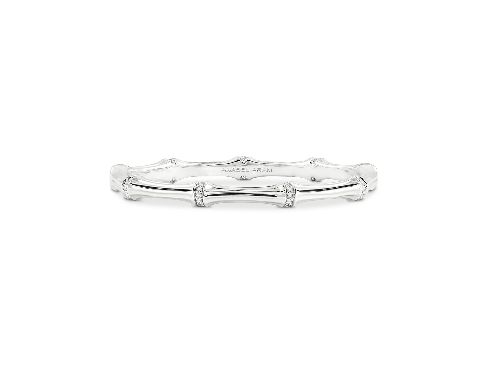 Pavé Bamboo Bangle Bracelet in Sterling — Image 5