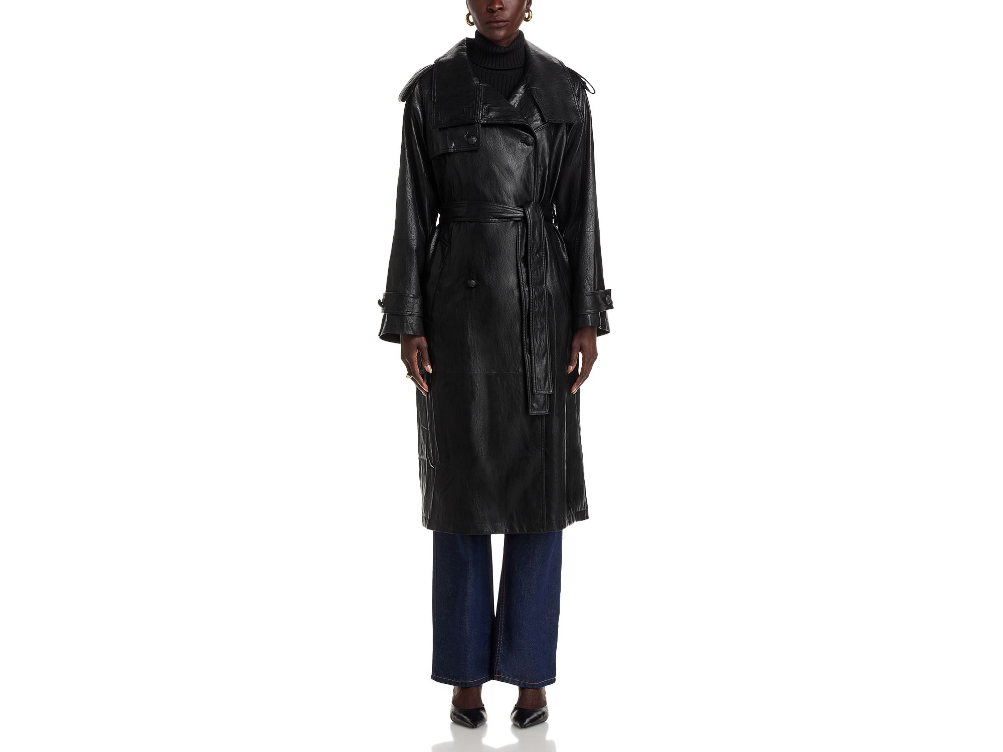 Tony Faux Leather Trench Coat — Image 5