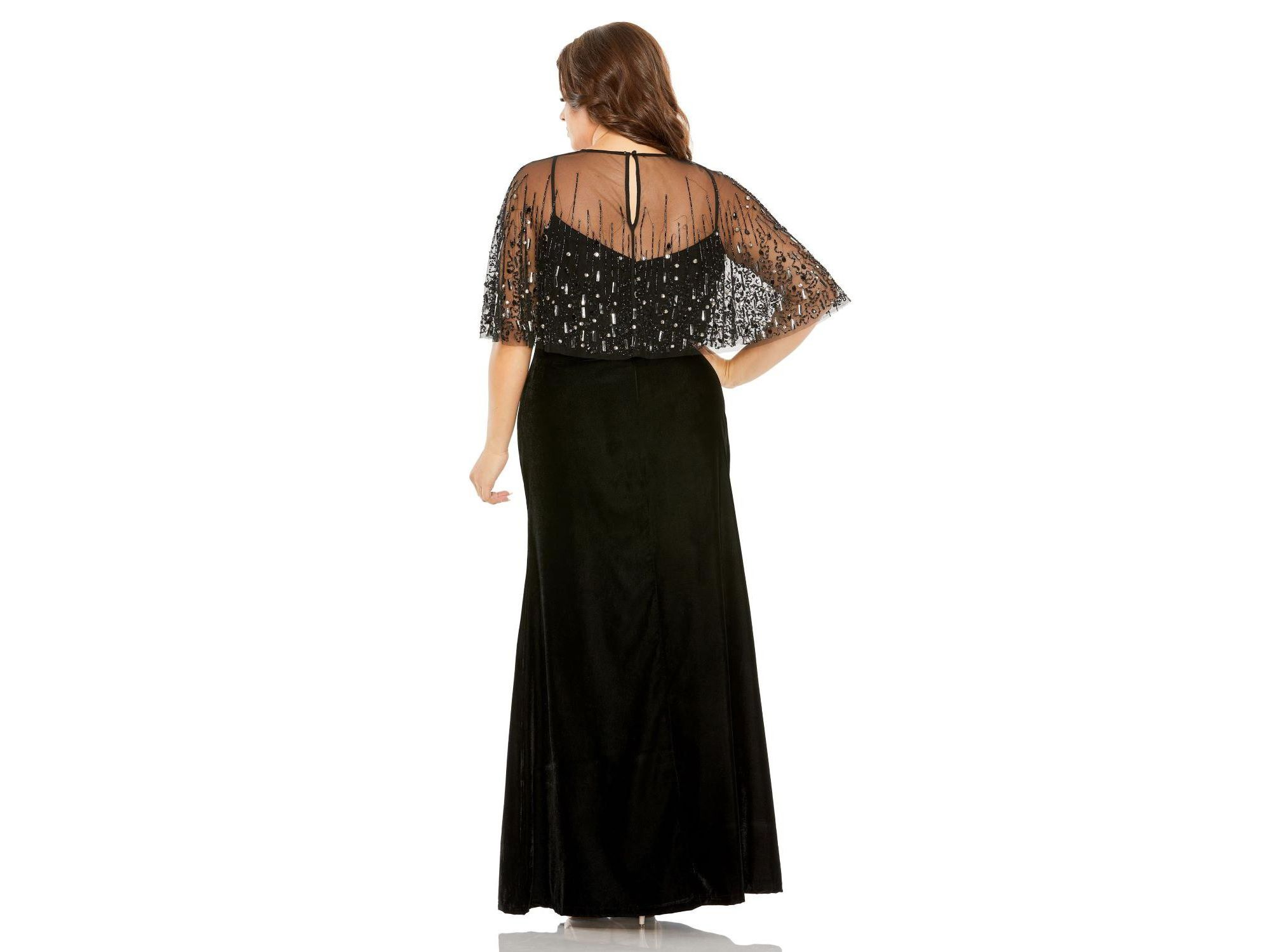 Plus Embellished Cape Sleeveless Velvet  Gown — Image 3