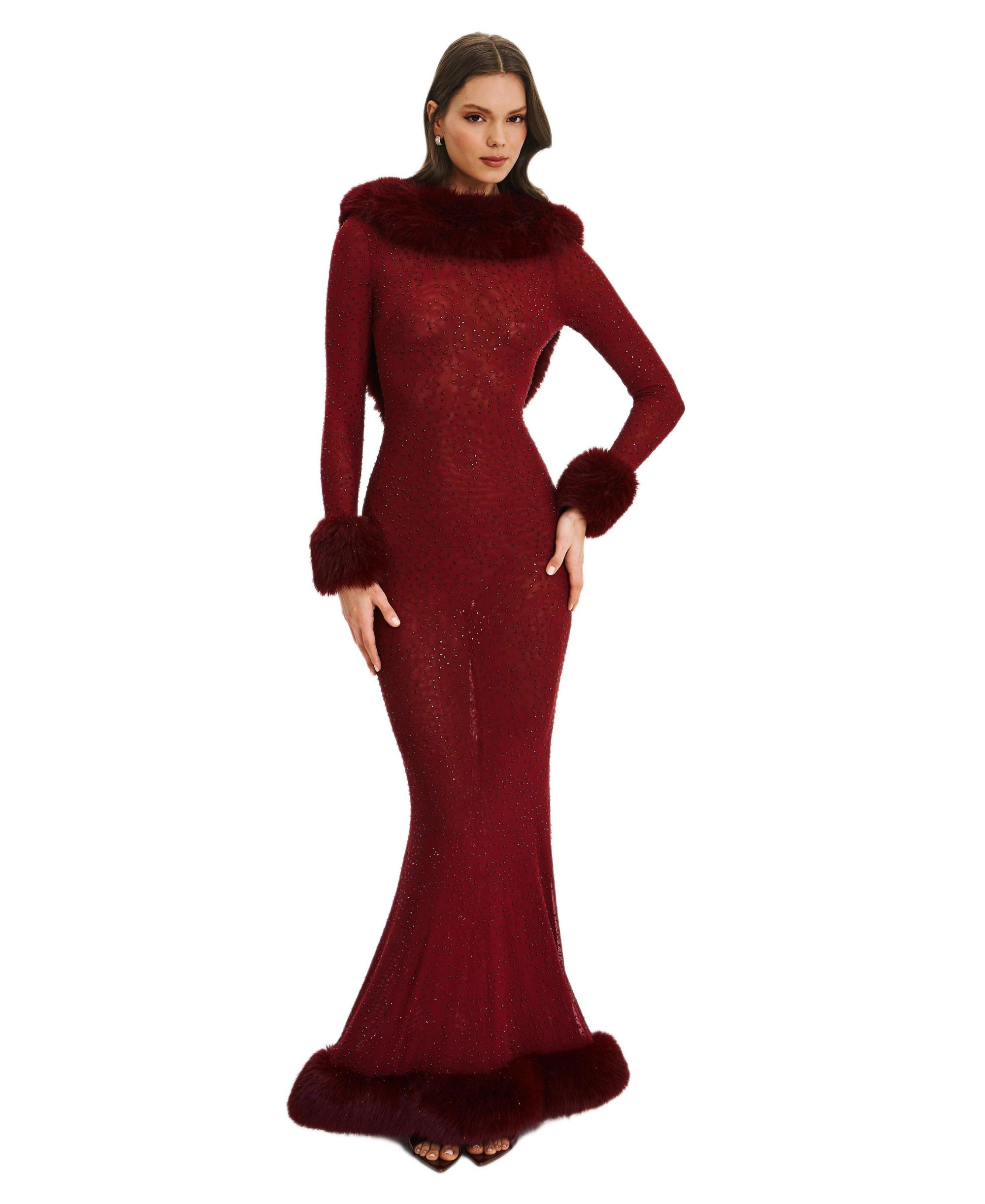 Mellie Regular-Length Rhinestone Mesh Low Back Mermaid Gown — Image 7