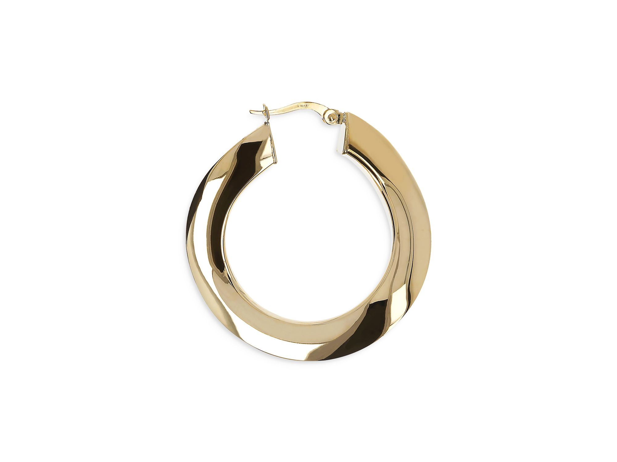 14K Yellow Gold Wavy Hoop Earrings — Image 3
