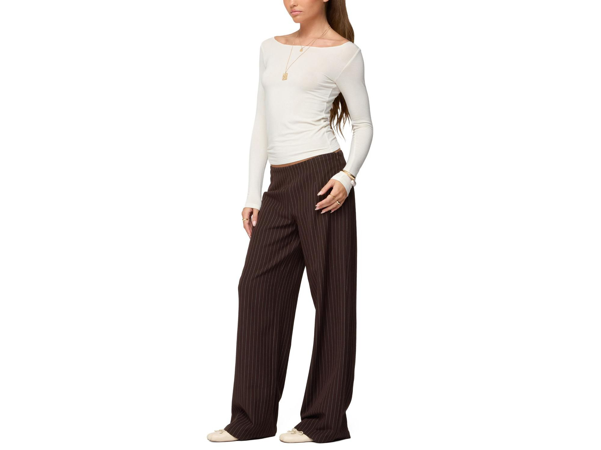 Kerie Pinstripe Low Rise Pants — Image 4