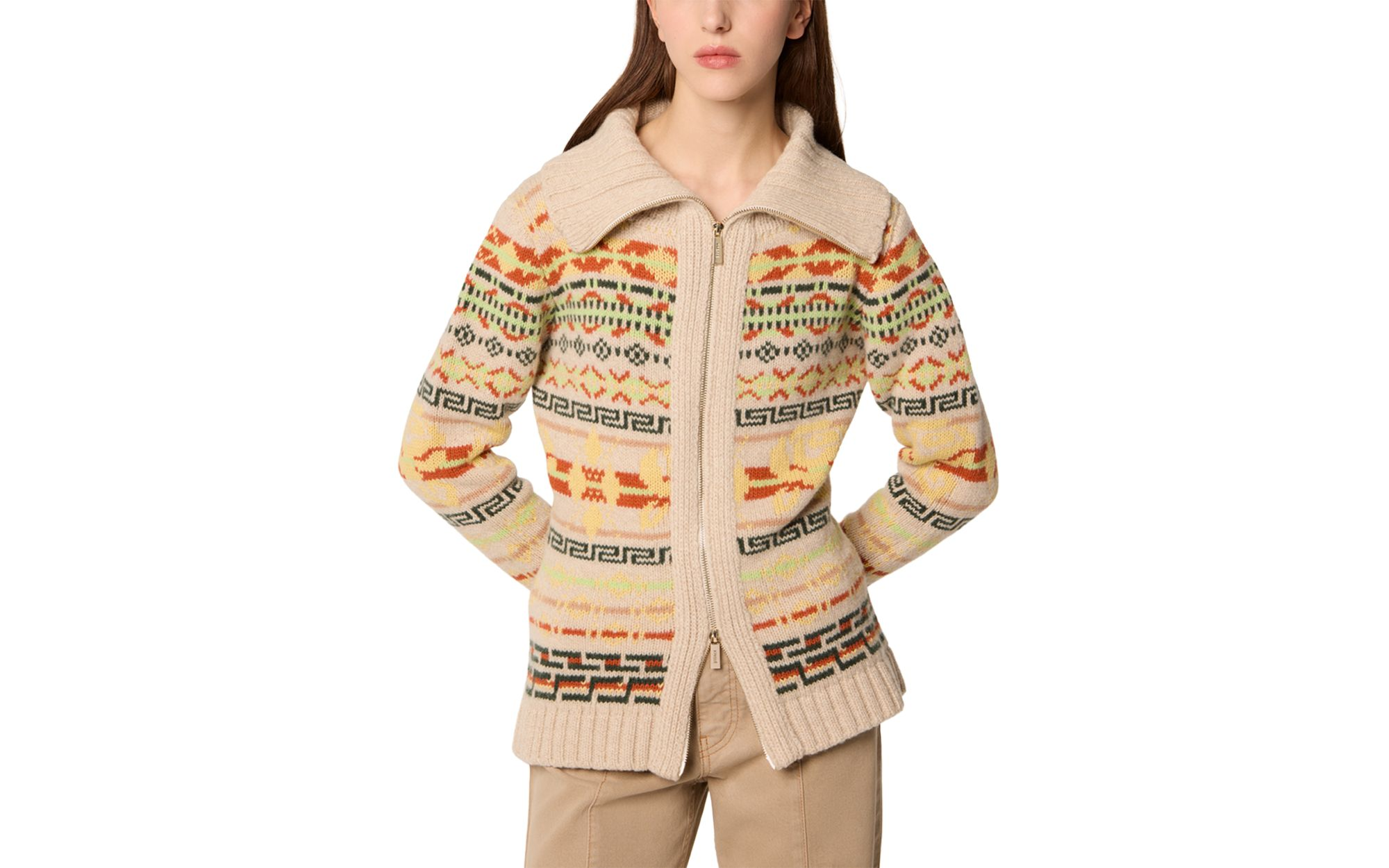 Marosa Jacquard Pattern Cardigan — Image 3