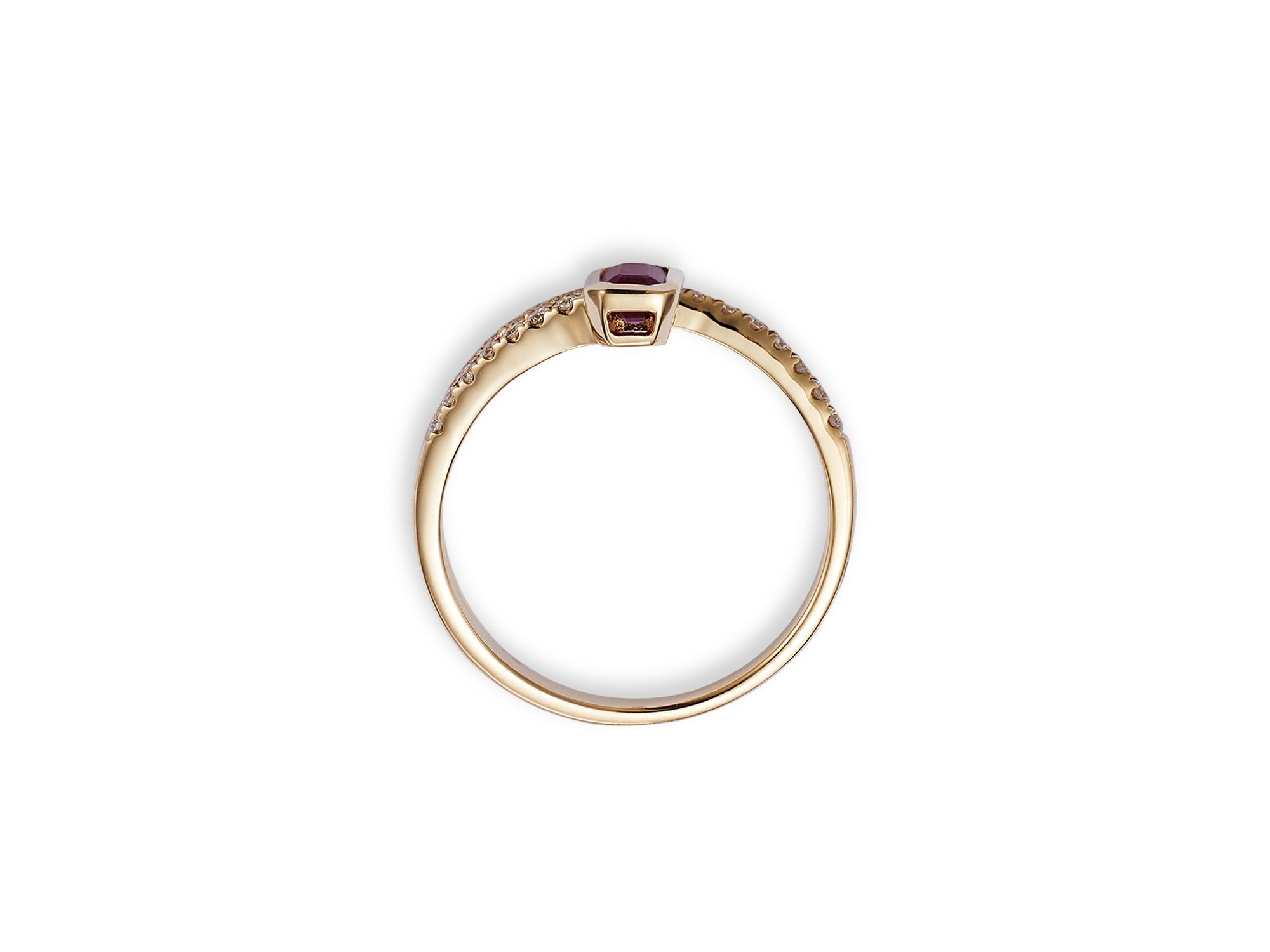 Ruby and Diamond Bypass Ring in 14K Yellow Gold — Image 5