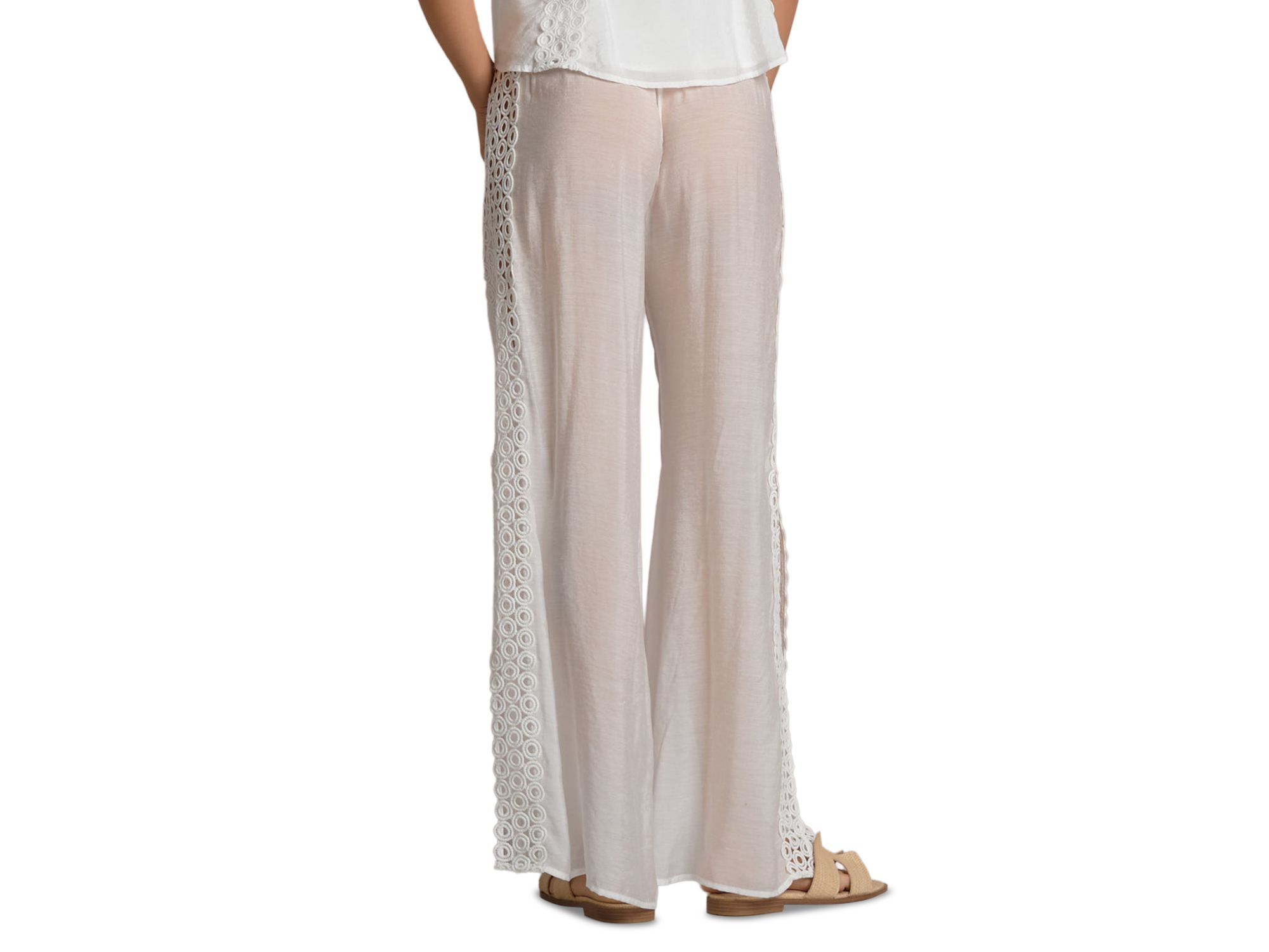 Lace Inset Wide Leg Swim Cover-Up Pants — Image 3