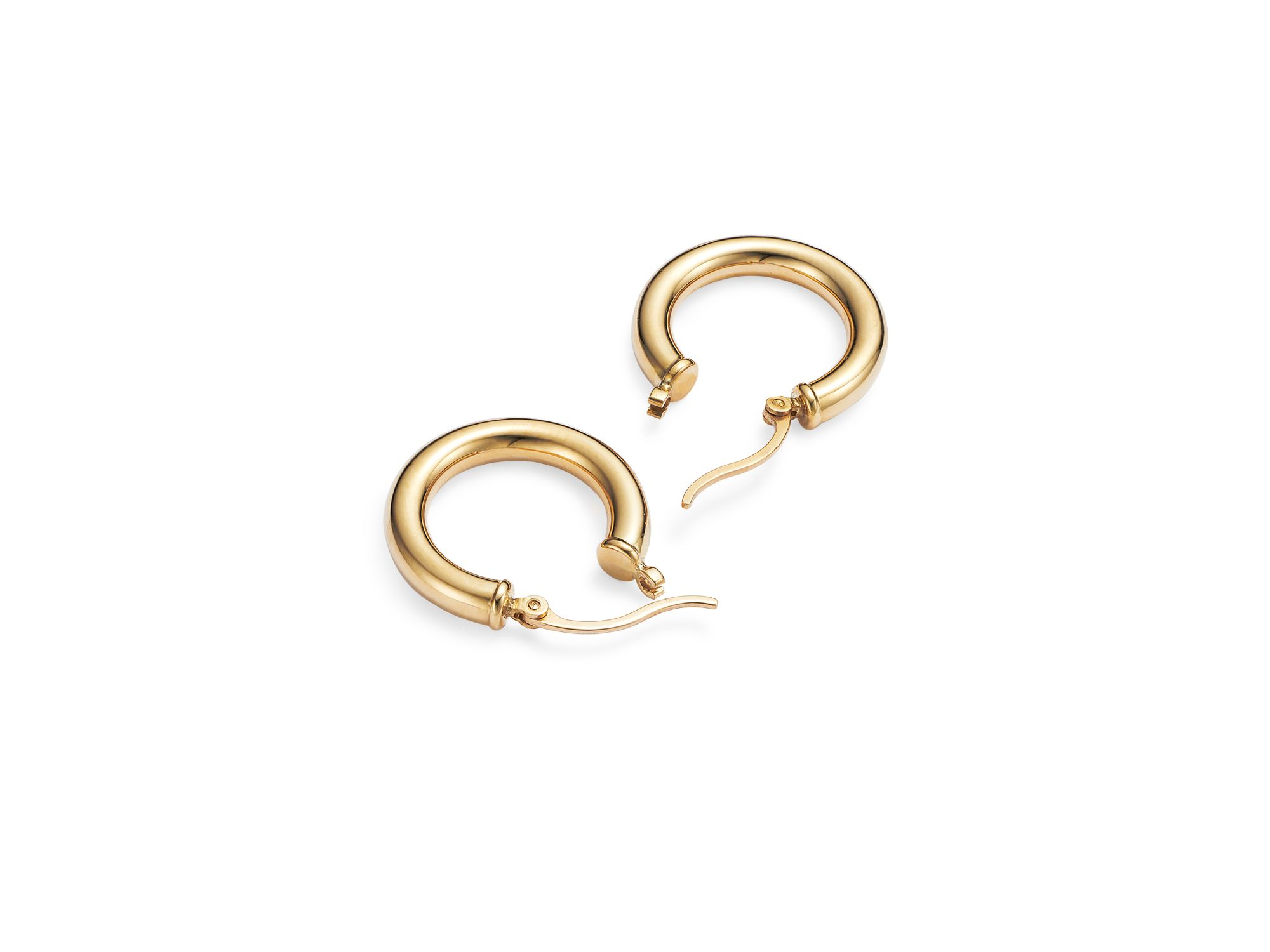 14K Yellow Gold Tube Hoop Earrings — Image 5