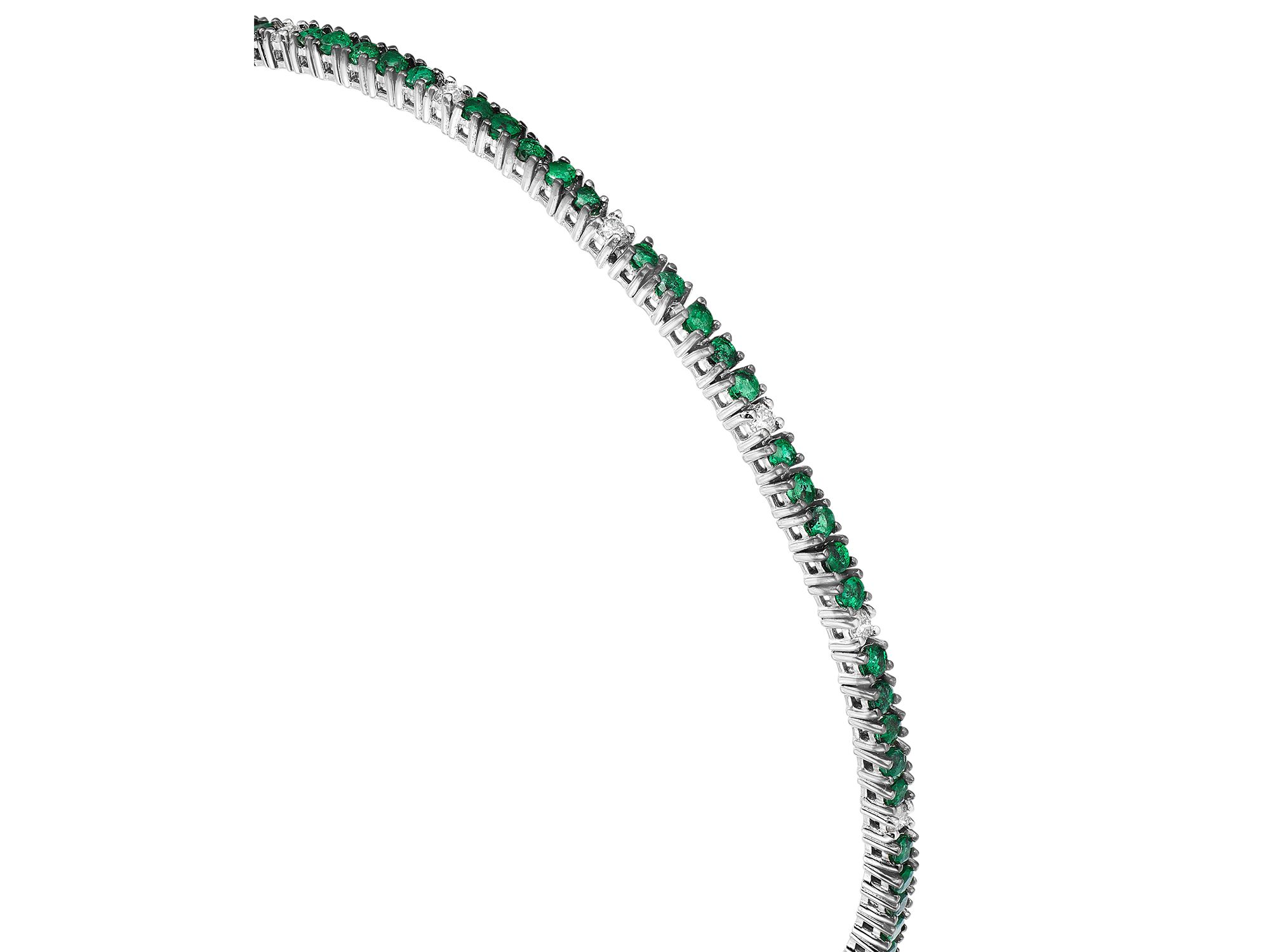 Emerald & Diamond Tennis Bracelet in 14K White Gold — Image 3
