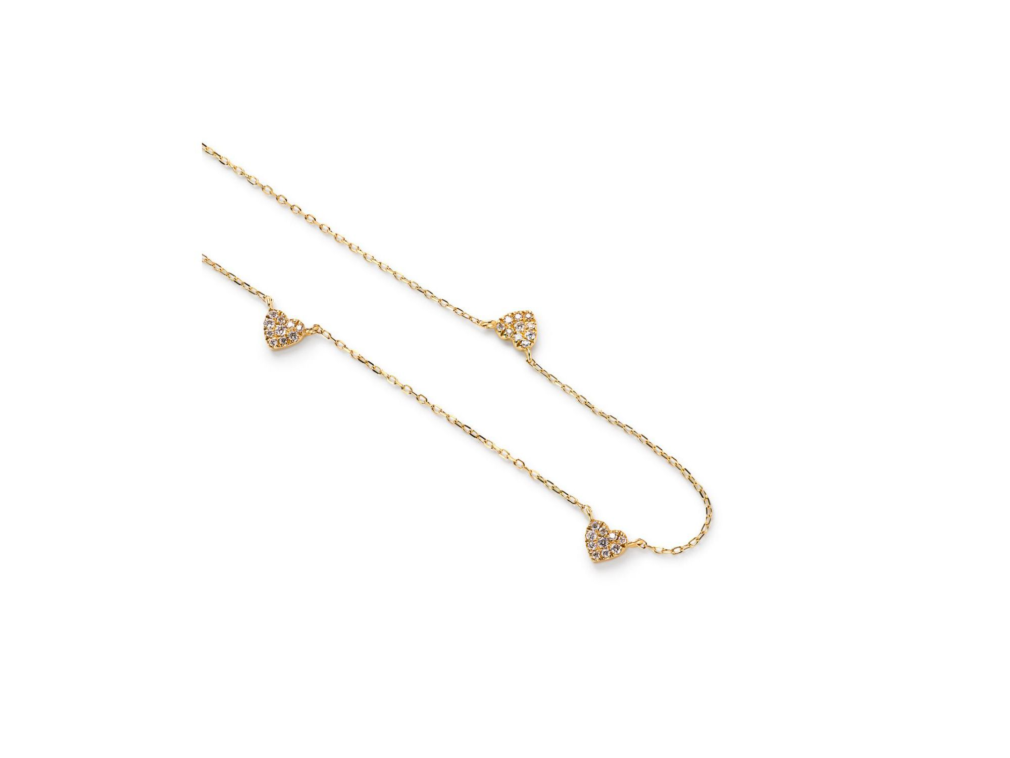 Gold Lab-Grown Diamond Heart Station Necklace — Image 4