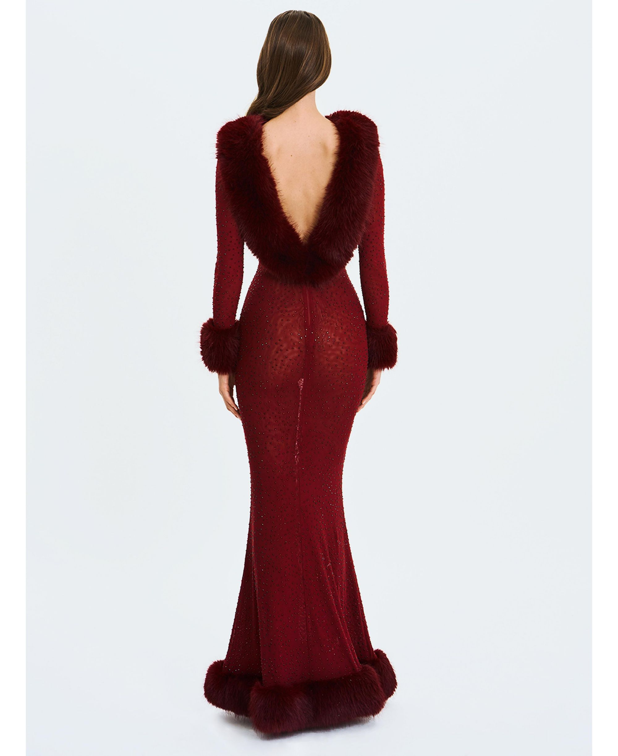 Mellie Regular-Length Rhinestone Mesh Low Back Mermaid Gown — Image 8