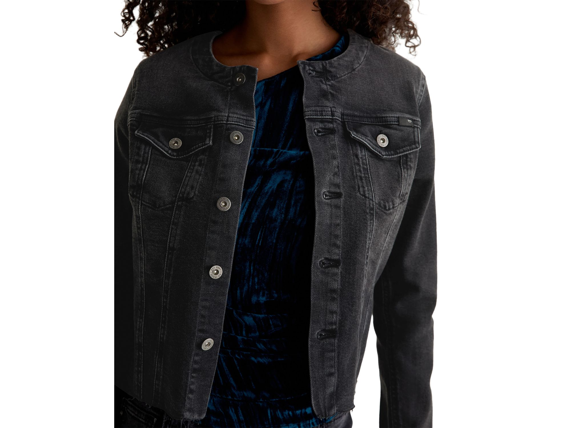 Robyn Collarless Denim Jacket — Image 3