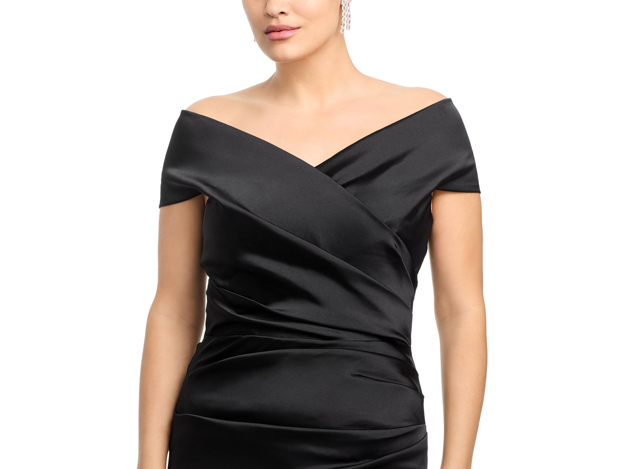 Satin Stretch Off The Shoulder Gown — Image 4