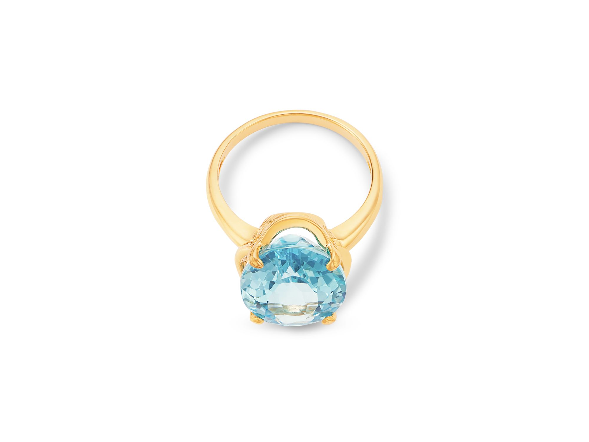 Sky Blue Topaz Oval Ring in 14K Yellow Gold — Image 3