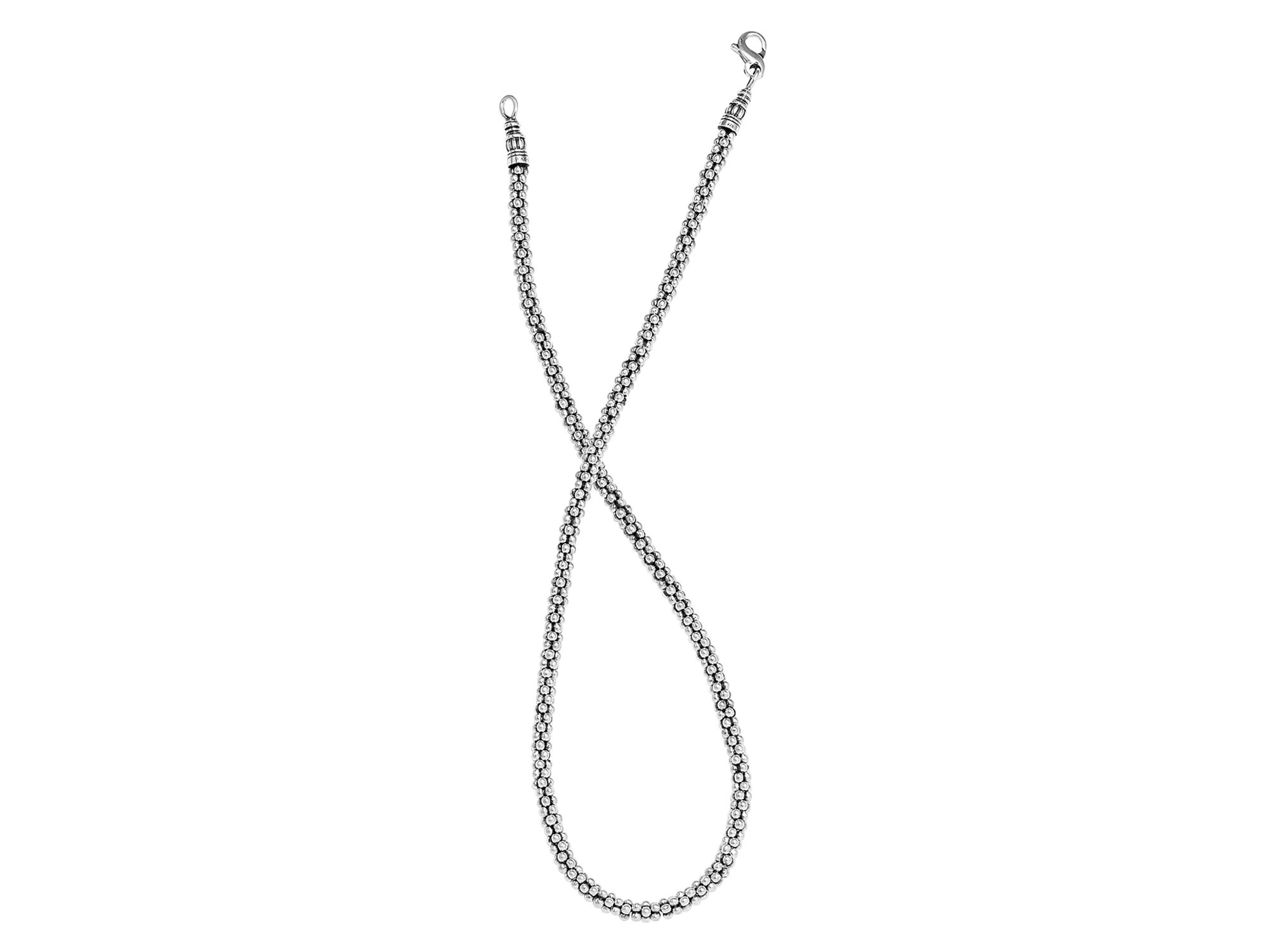 Sterling "Caviar" Silver Rope Chain Necklace, 16" — Image 3
