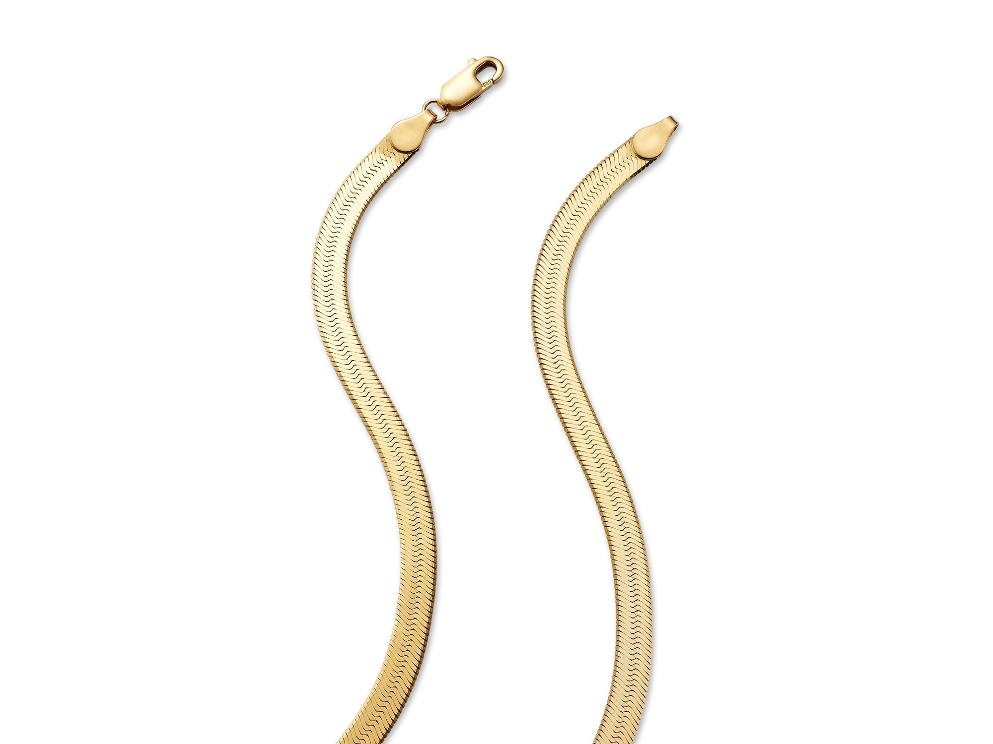 Men's 14K Yellow Gold 5mm Herringbone Chain Necklace — Image 3