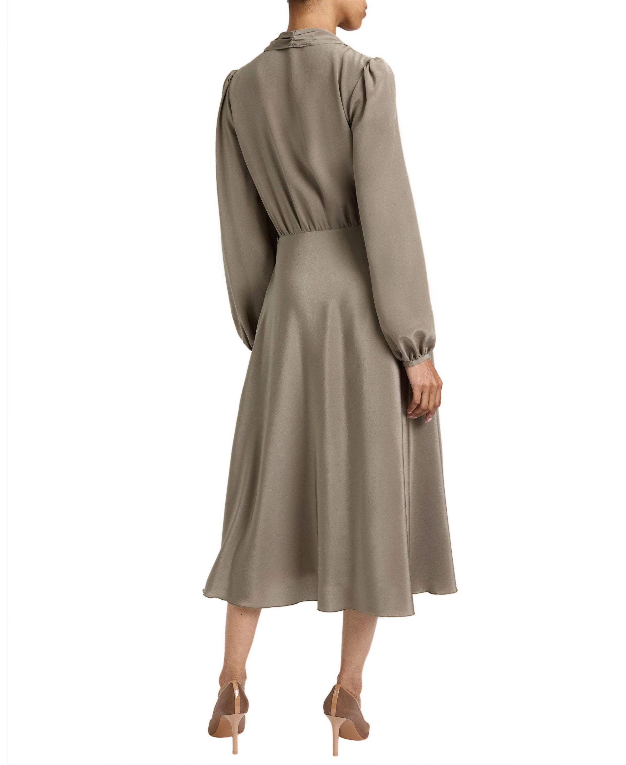 Jenn Silk Midi Dress with Drop Neck Tie — Image 3