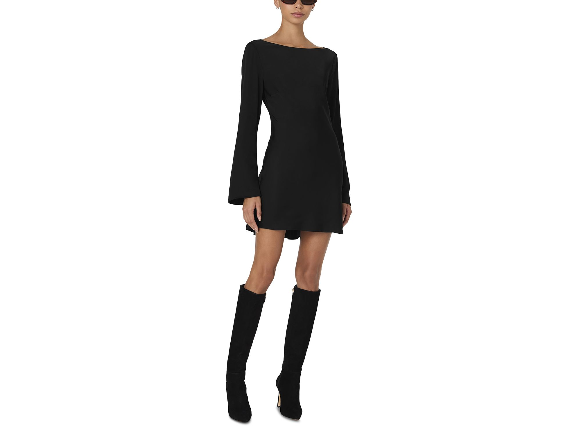 Ennis Satin Bell Sleeve Mini Dress — Image 4