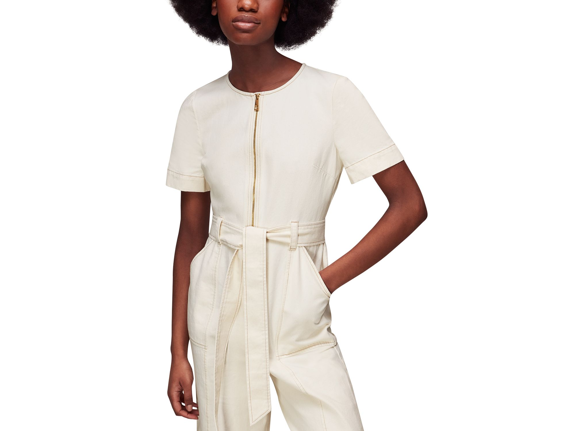 Zip Front Denim Jumpsuit — Image 3