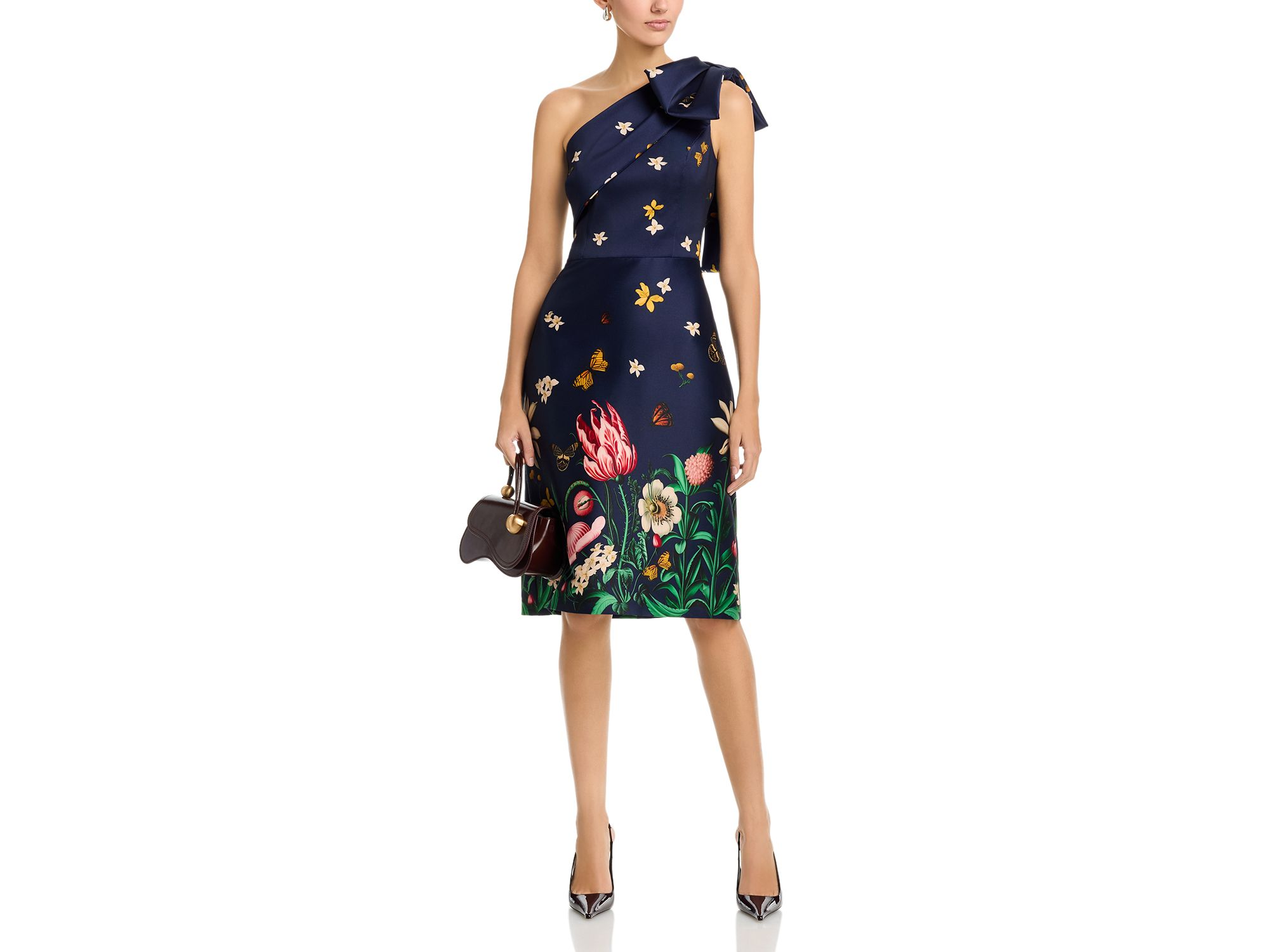 Mikado Floral Butterfly One Shoulder Dress — Image 3