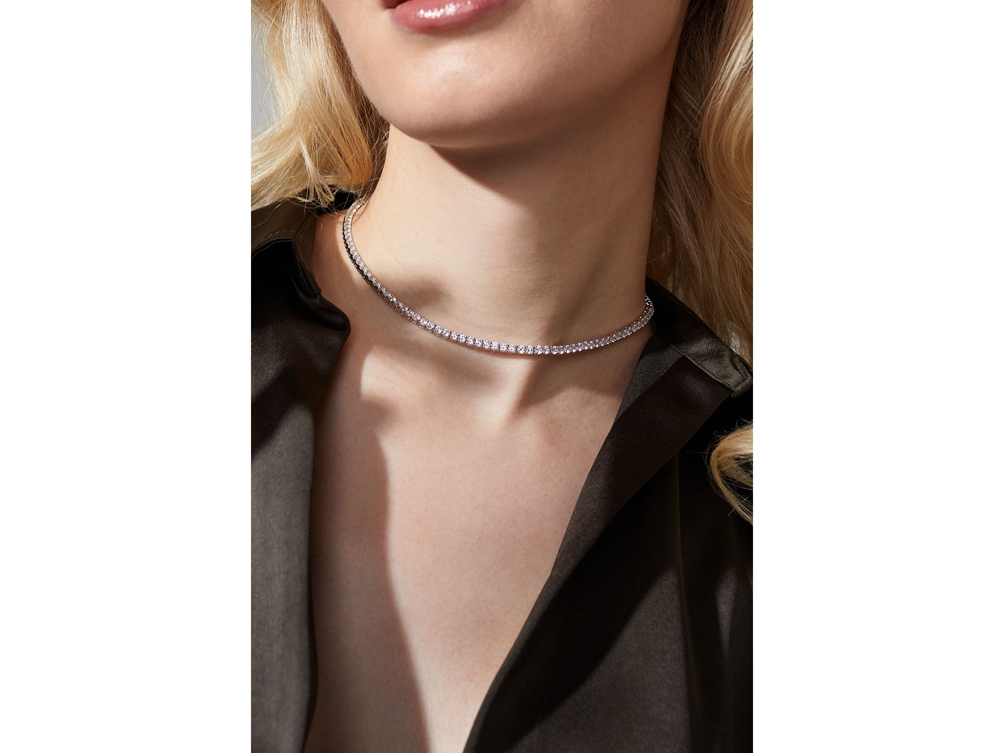 3mm Cubic Zirconia Tennis Necklace, 16" — Image 3