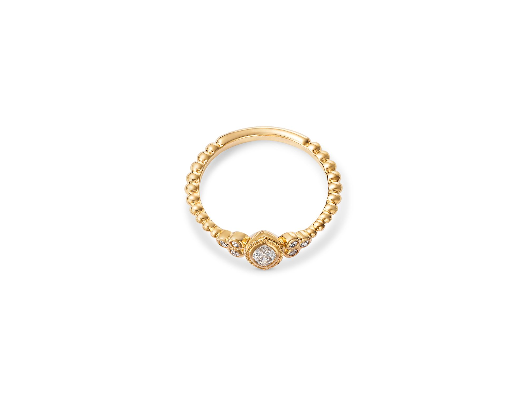 Diamond Marquise & Round Bezel Ring in 14K Yellow Gold, 0.26 tcw — Image 3