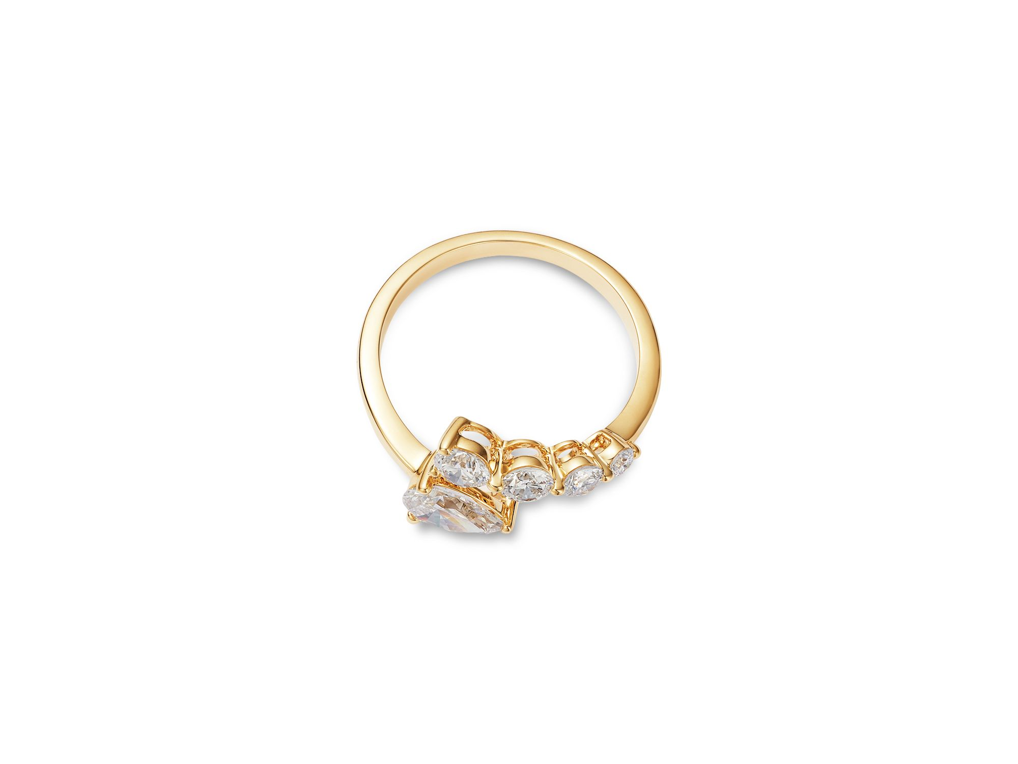 Luxe Collection Certified Lab Grown Diamond Graduated Round & Pear Ring in 14K Gold, 1.0 tcw — Image 3