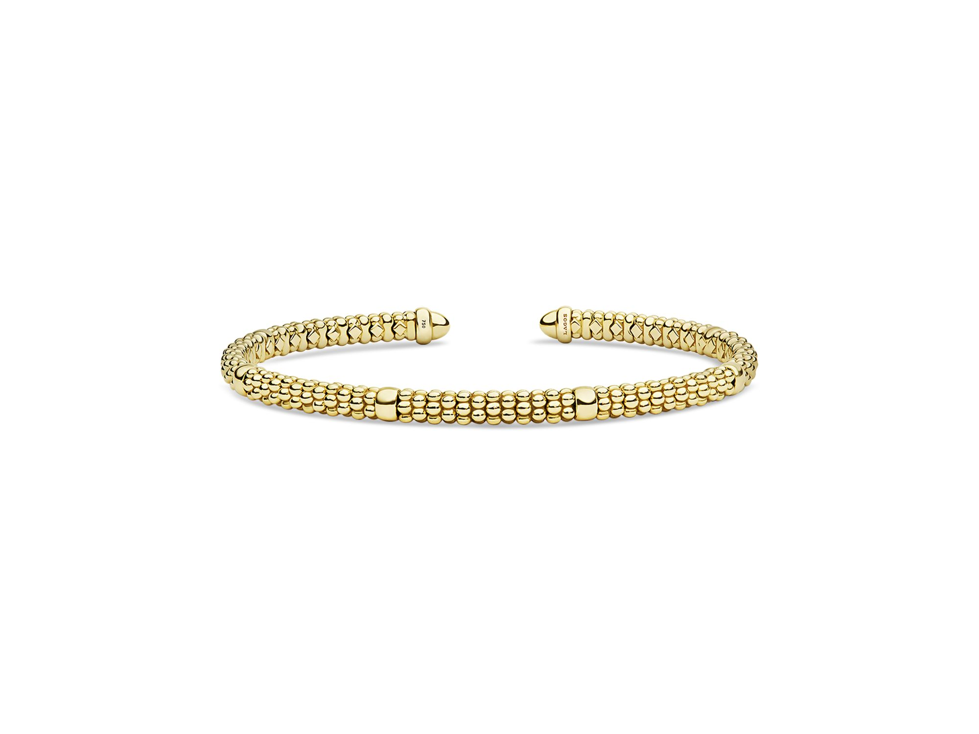 18K Yellow Gold Signature Caviar Beaded Versa Torque Cuff Bracelet — Image 5