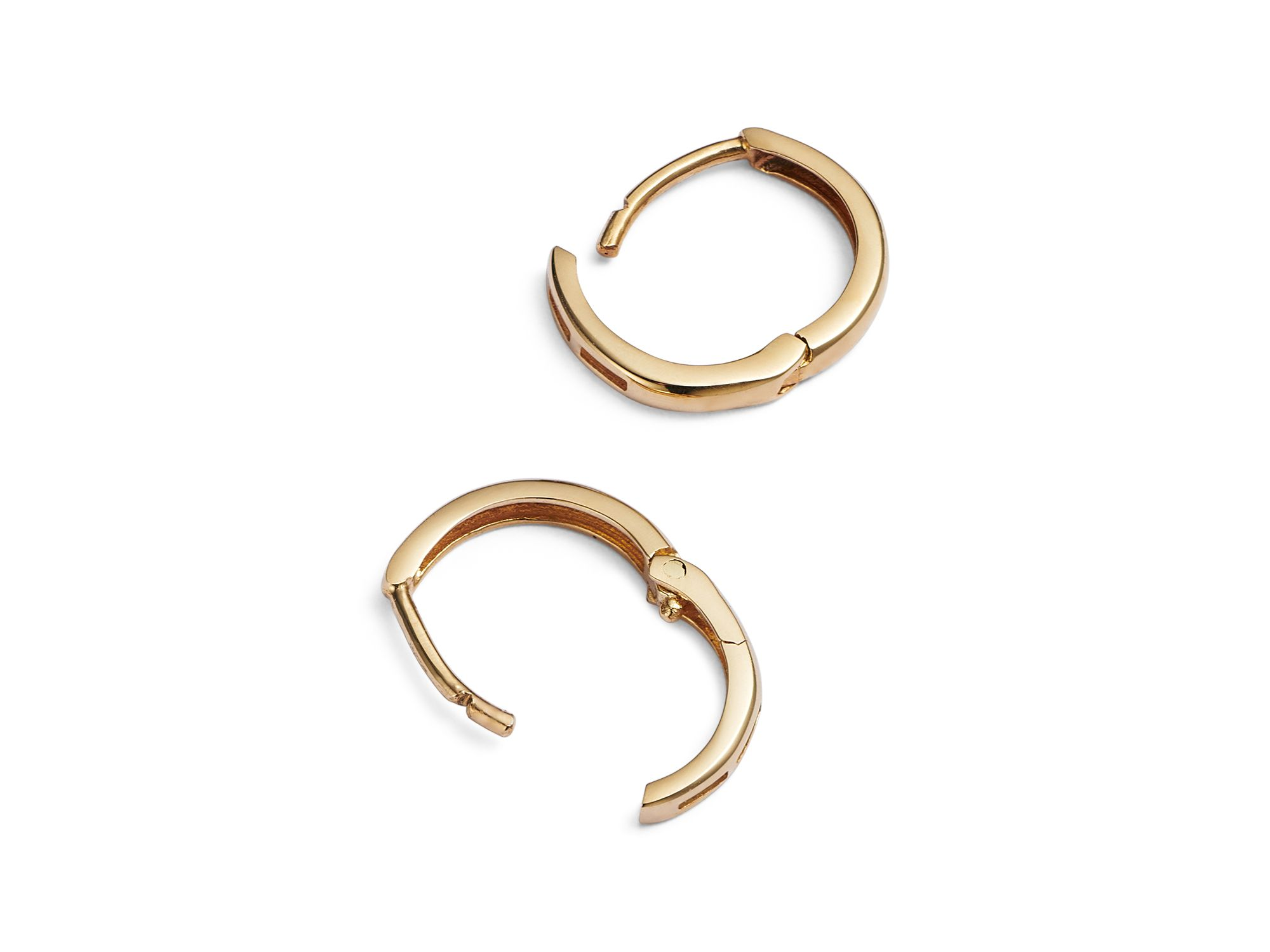 14K Yellow Gold Extra Small Huggie Hoop Earrings — Image 3