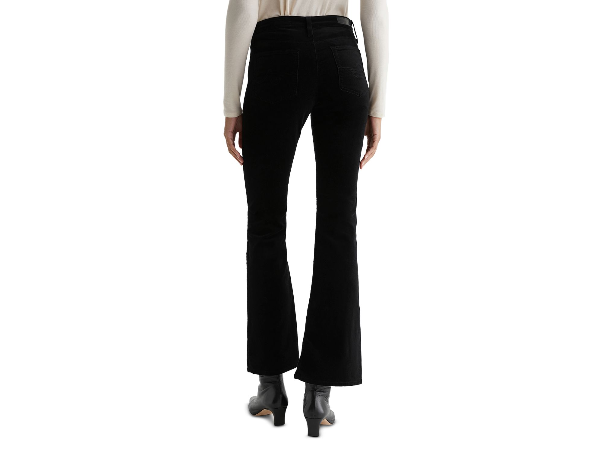 Farrah Bootcut Mid Rise Velvet Jeans in Super Black — Image 5