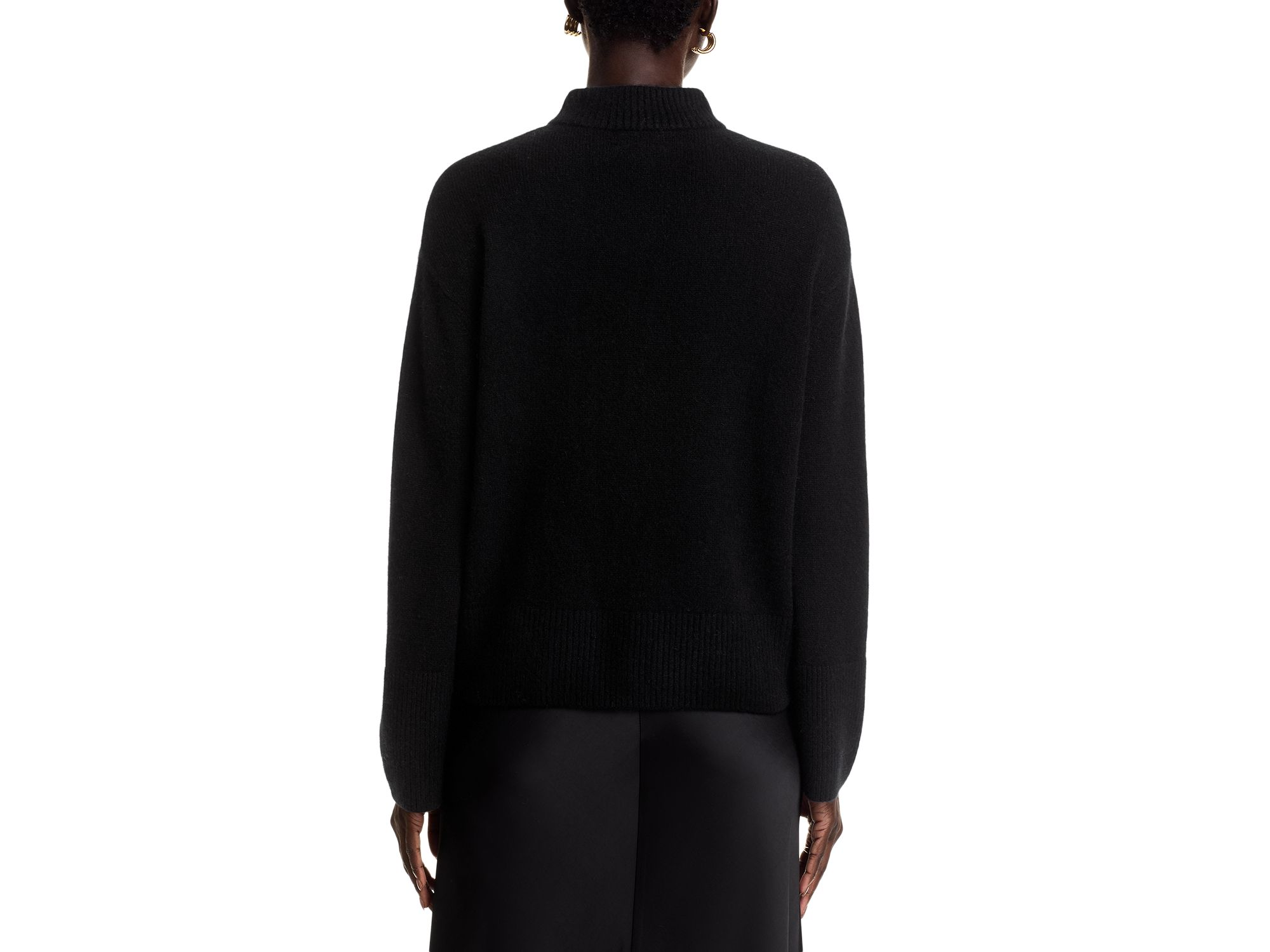 100% Cashmere Long Sleeve Mock Neck Pullover- Exclusive — Image 3