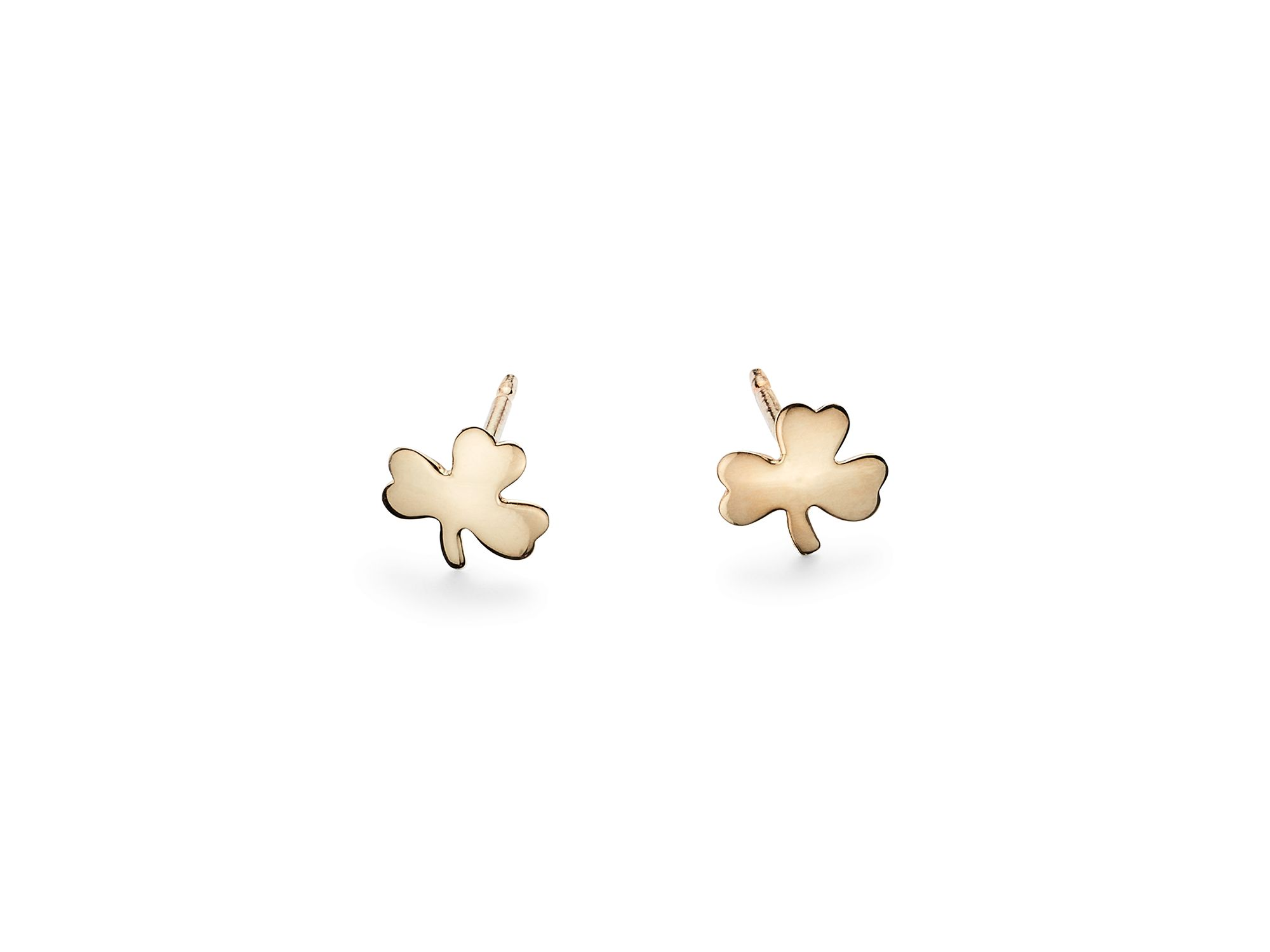 Small Clover Stud Earrings in 14K Yellow Gold — Image 5