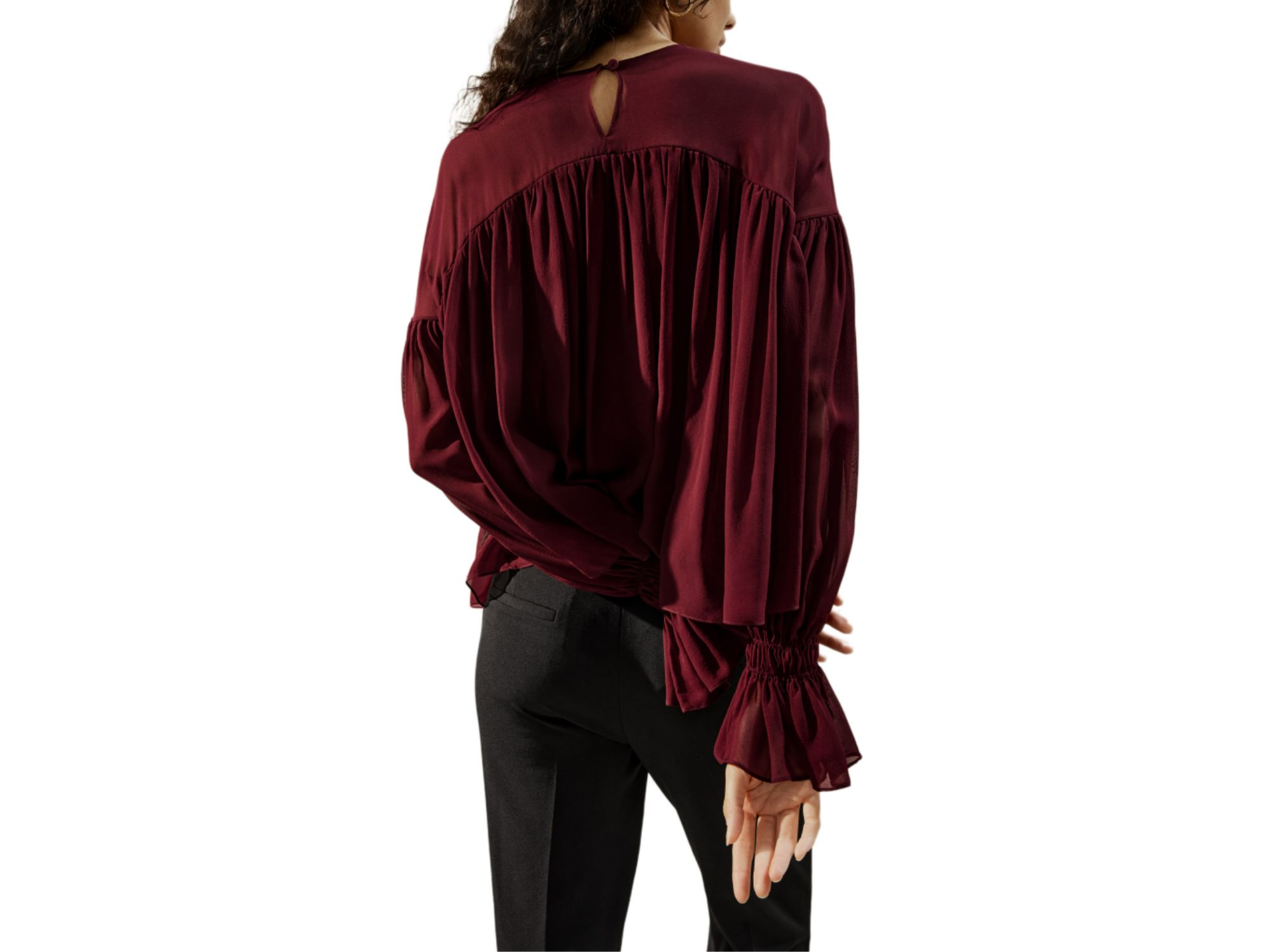 Sheer-Shoulder Ruffle Shirt — Image 3