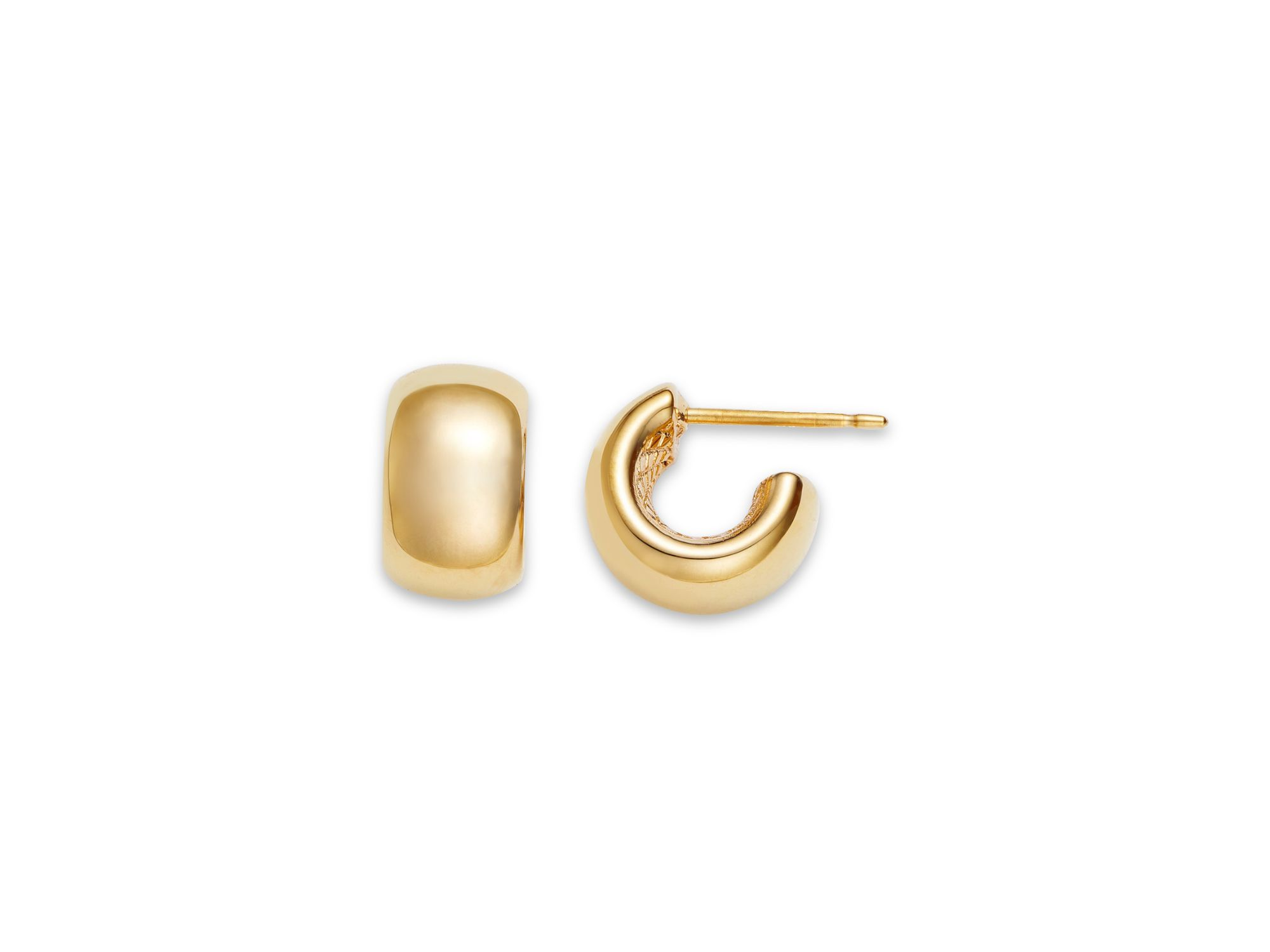 Polished Extra Small Huggie Hoop Earrings in 14K Yellow Gold — Image 3