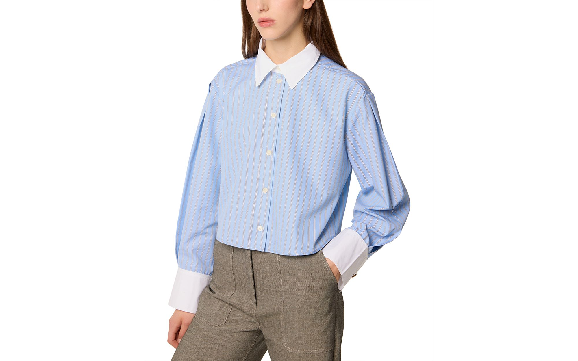 Cropped Shirt with Tie — Image 3
