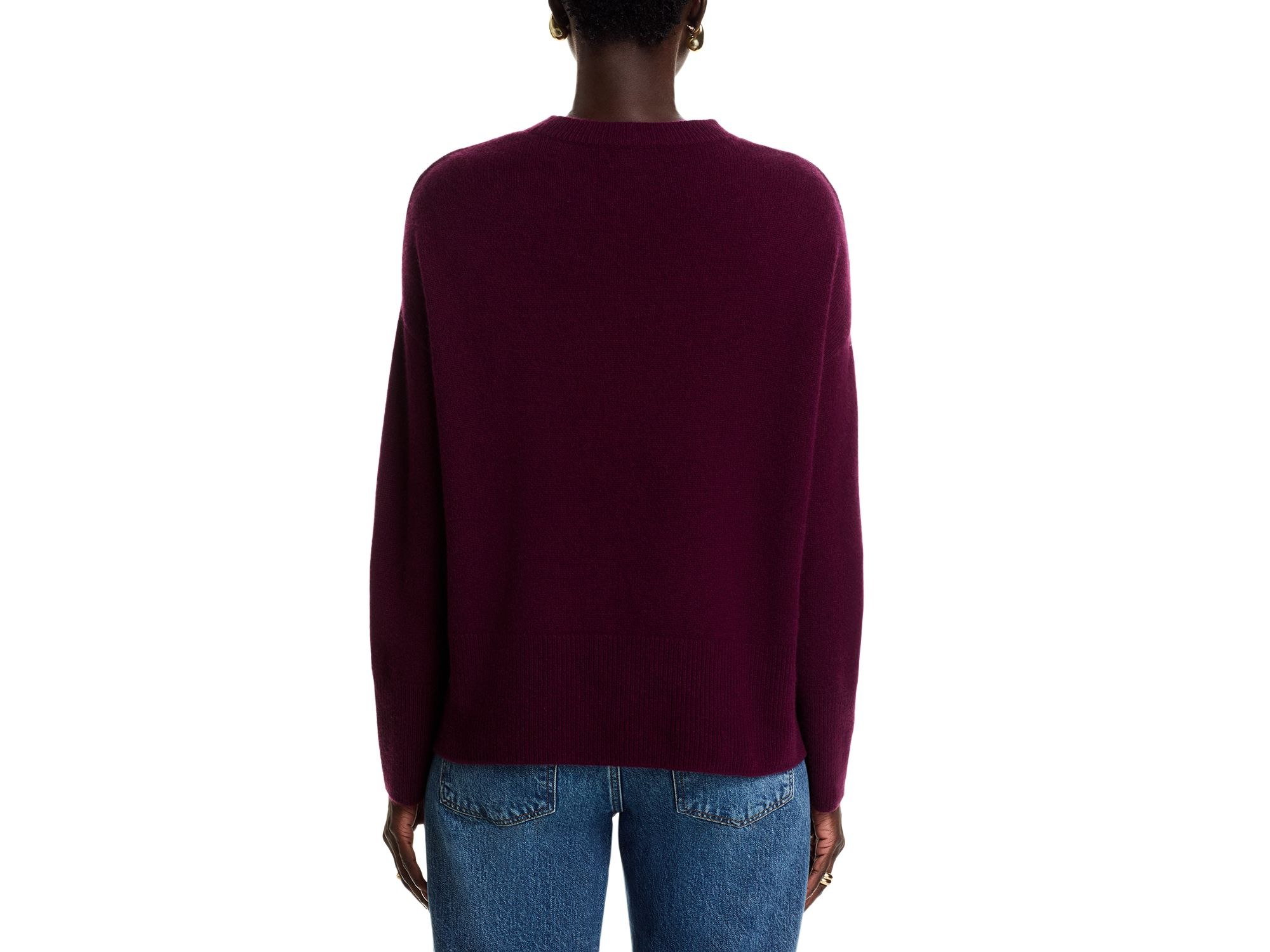 100% Cashmere Drop Shoulder Long Sleeve Crewneck Pullover - Exclusive — Image 3