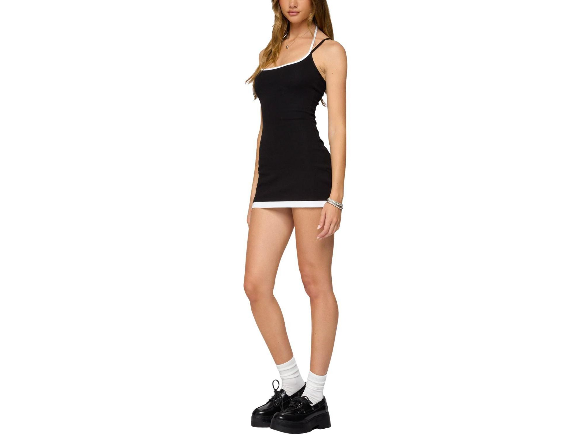 Contrast Layered Look Halter Mini Dress — Image 3