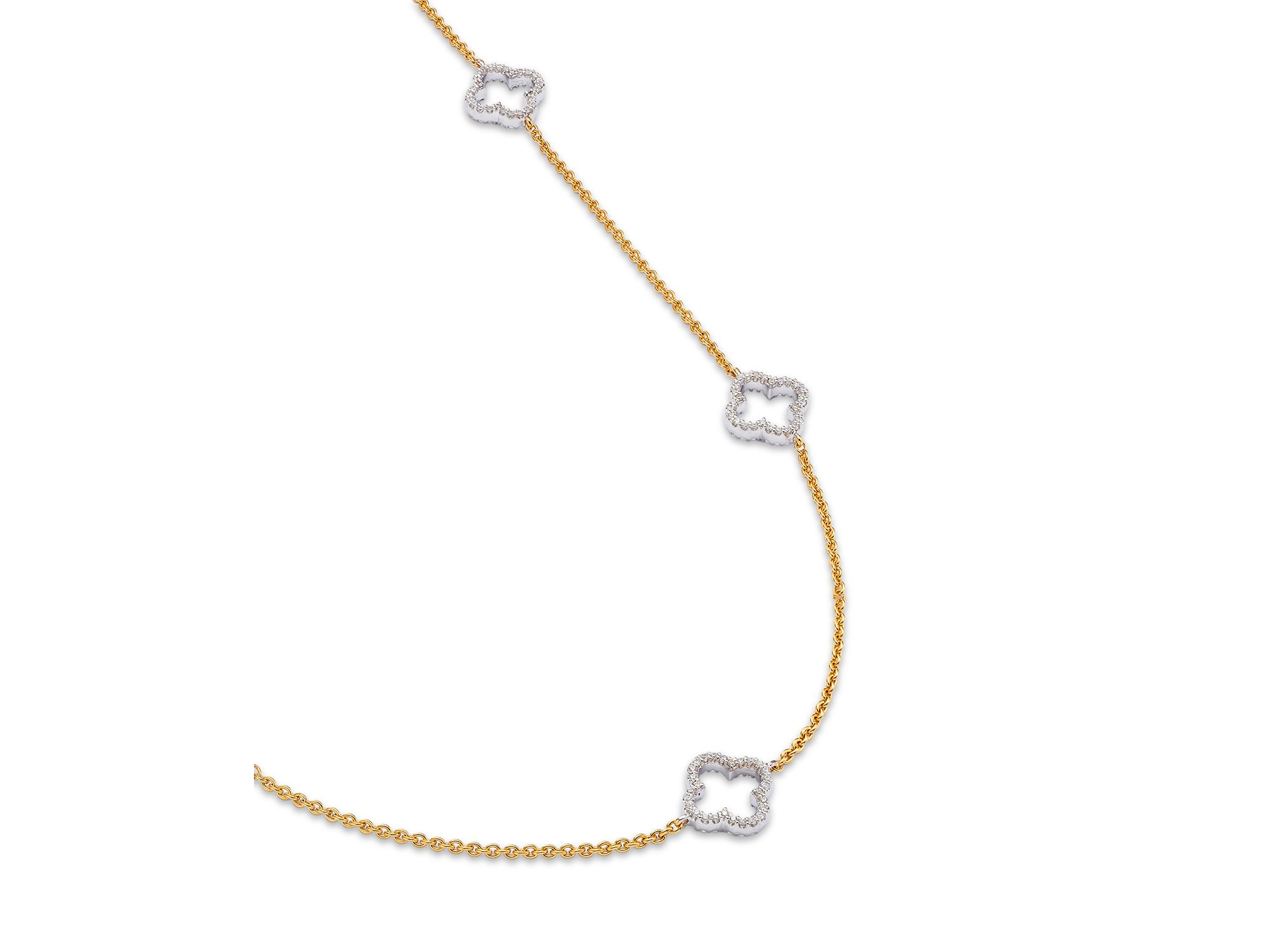 14K Gold Diamond Clover Necklace, 18" — Image 3