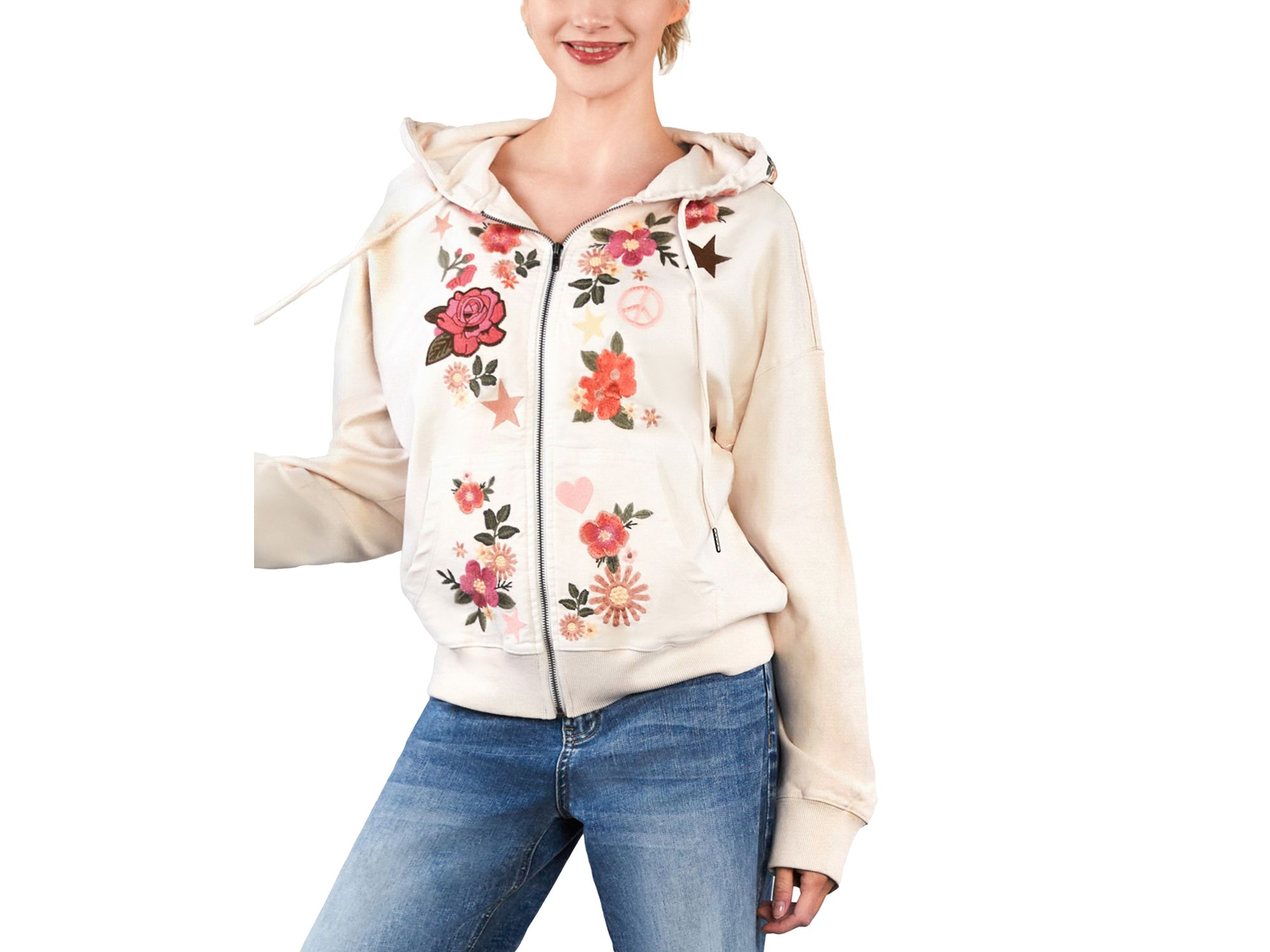 Cotton-Blend Camp Happy Embellished Hoodie — Image 3