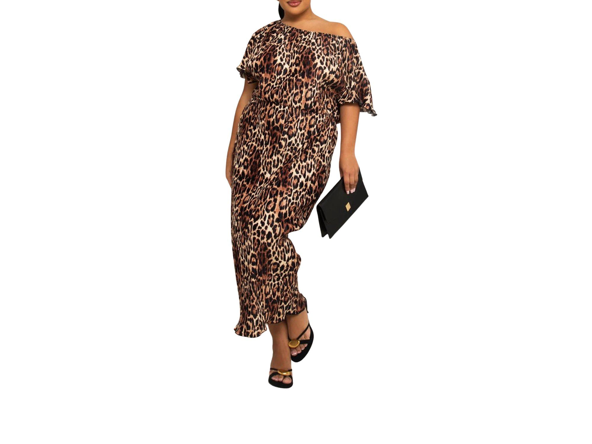 Bold Leopard Plisse Midi Dress - Image 1