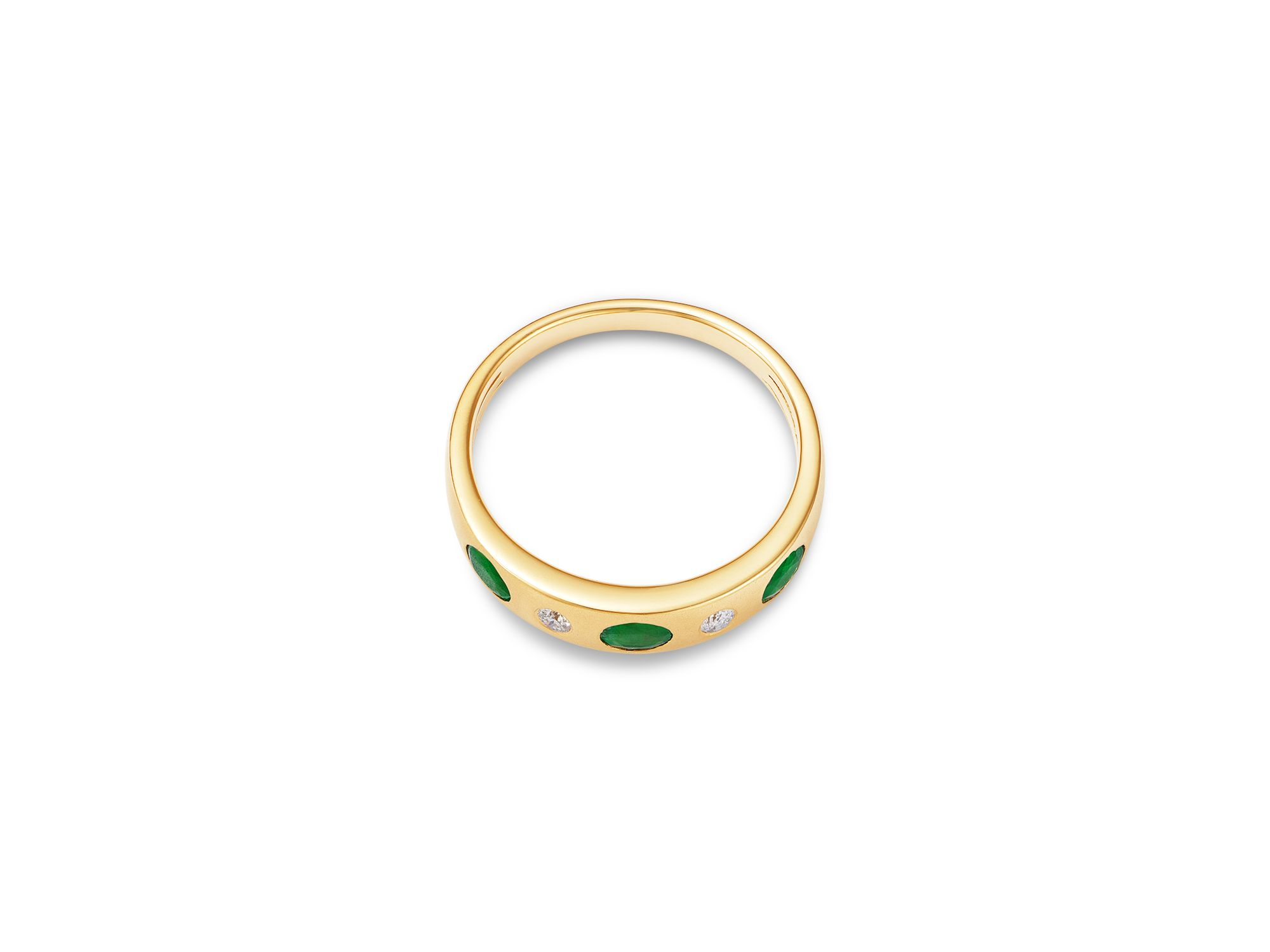 Emerald & Diamond Band in 14K Yellow Gold — Image 3