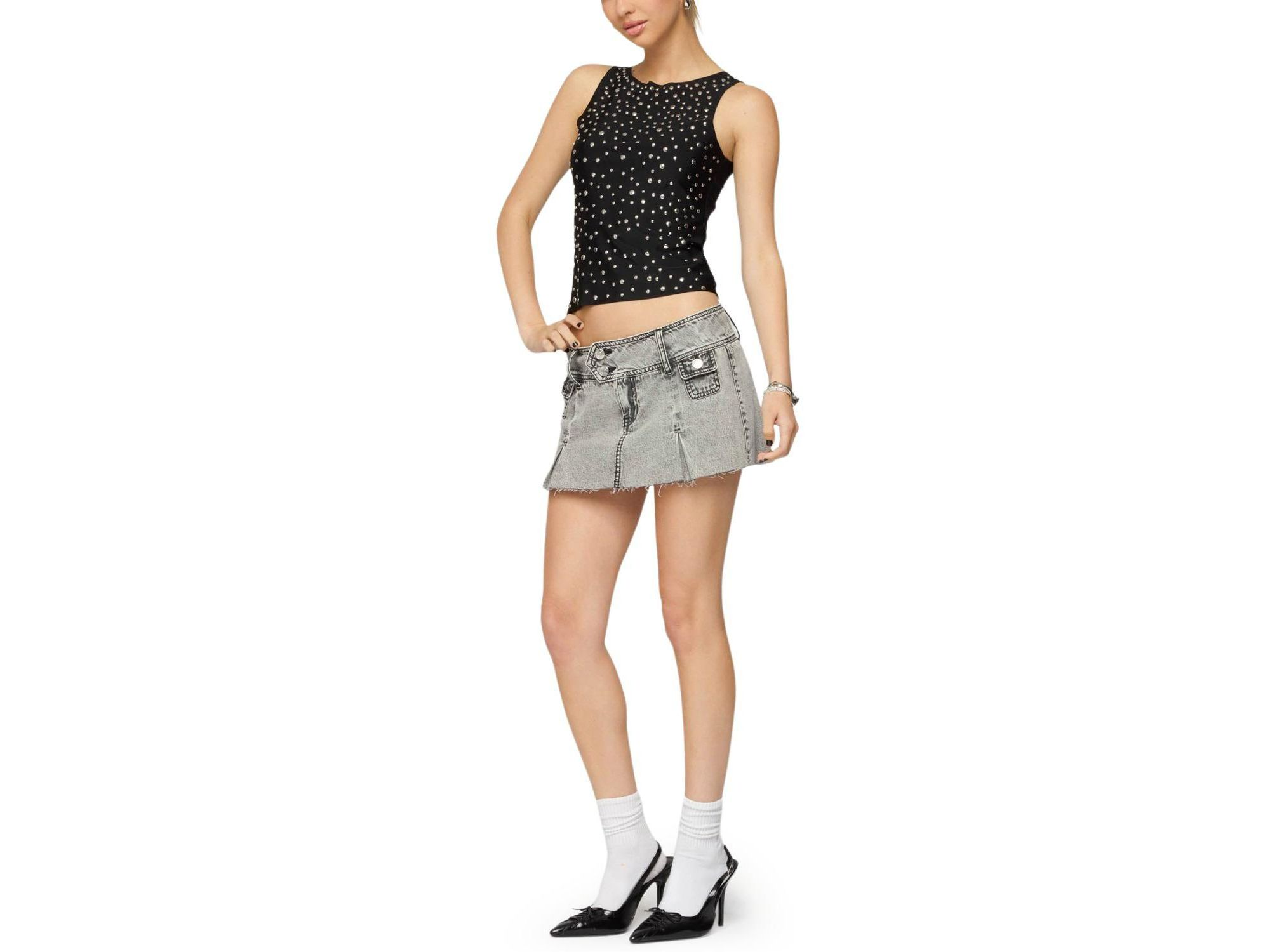 Vintage Washed Denim Mini Skirt — Image 3