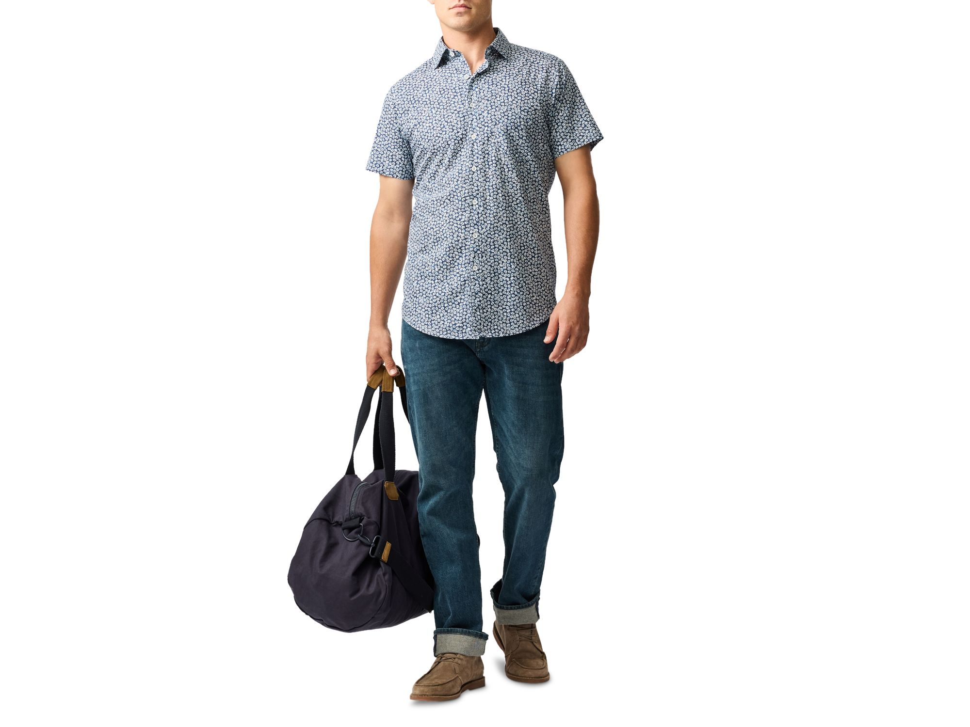 Printed Short Sleeve Button Front Shirt — Image 4