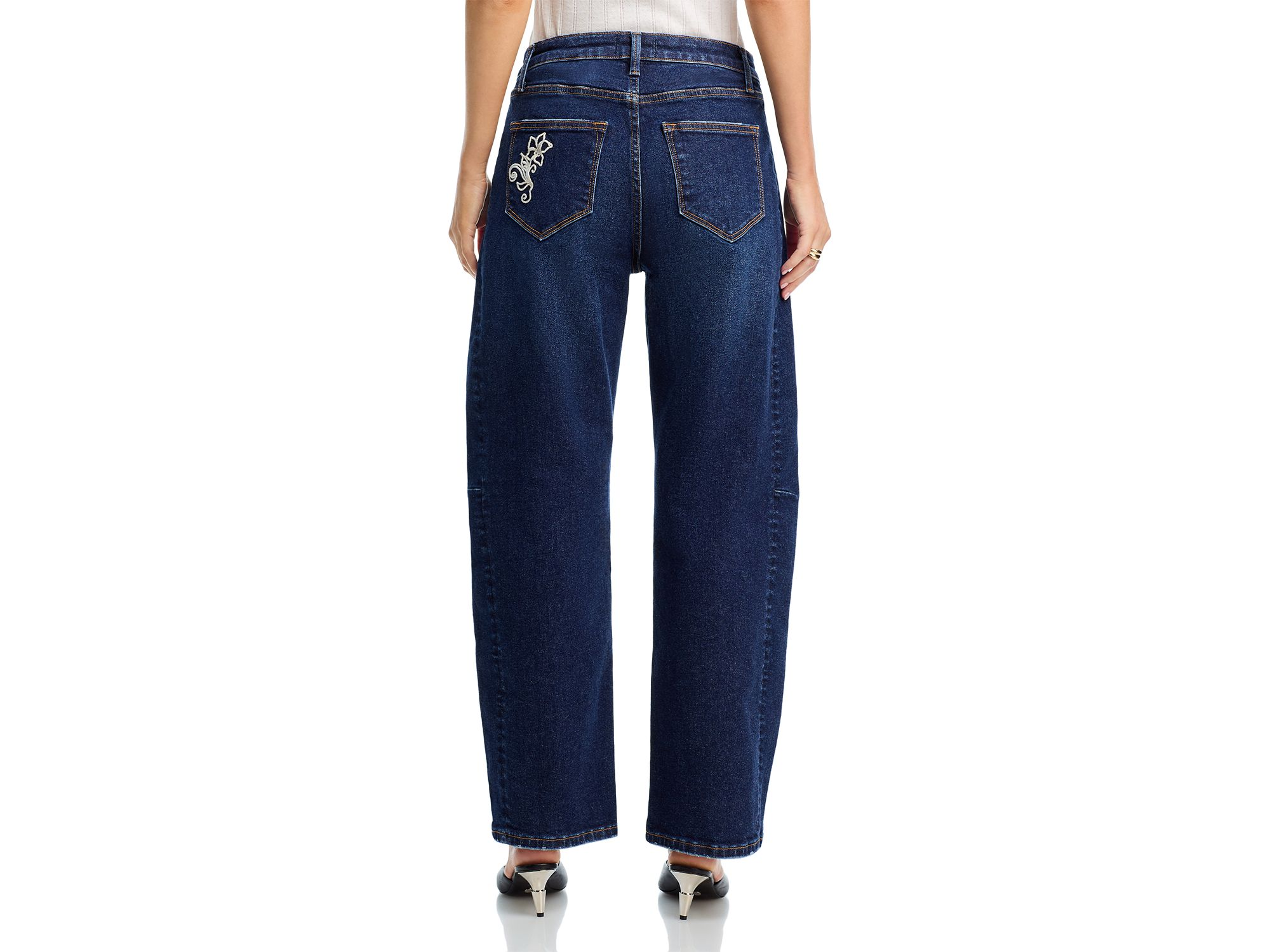 Elaine X Raised Rode Barrel Leg Jeans in Dark Wash — Image 3