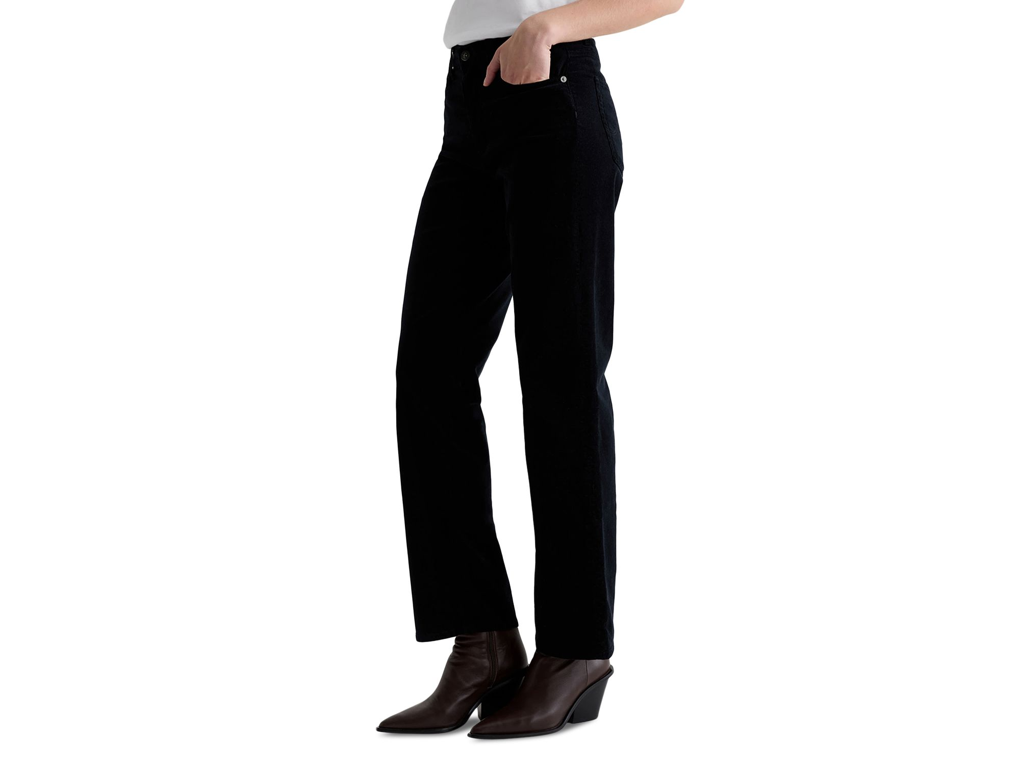 Brinley Mid Rise Straight Corduroy Jeans in Super Black — Image 8