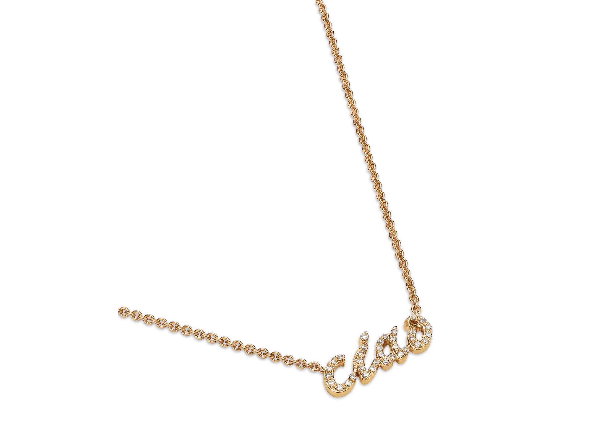 Diamond "Ciao" Pendant Necklace in 14K Yellow Gold, 0.15 tcw — Image 4