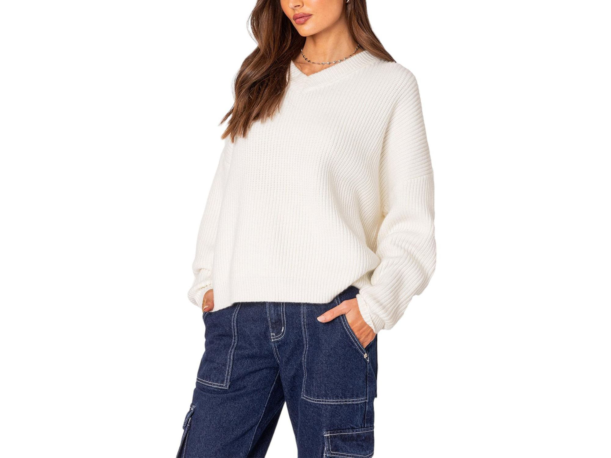 Denny Oversized V Neck Sweater — Image 3