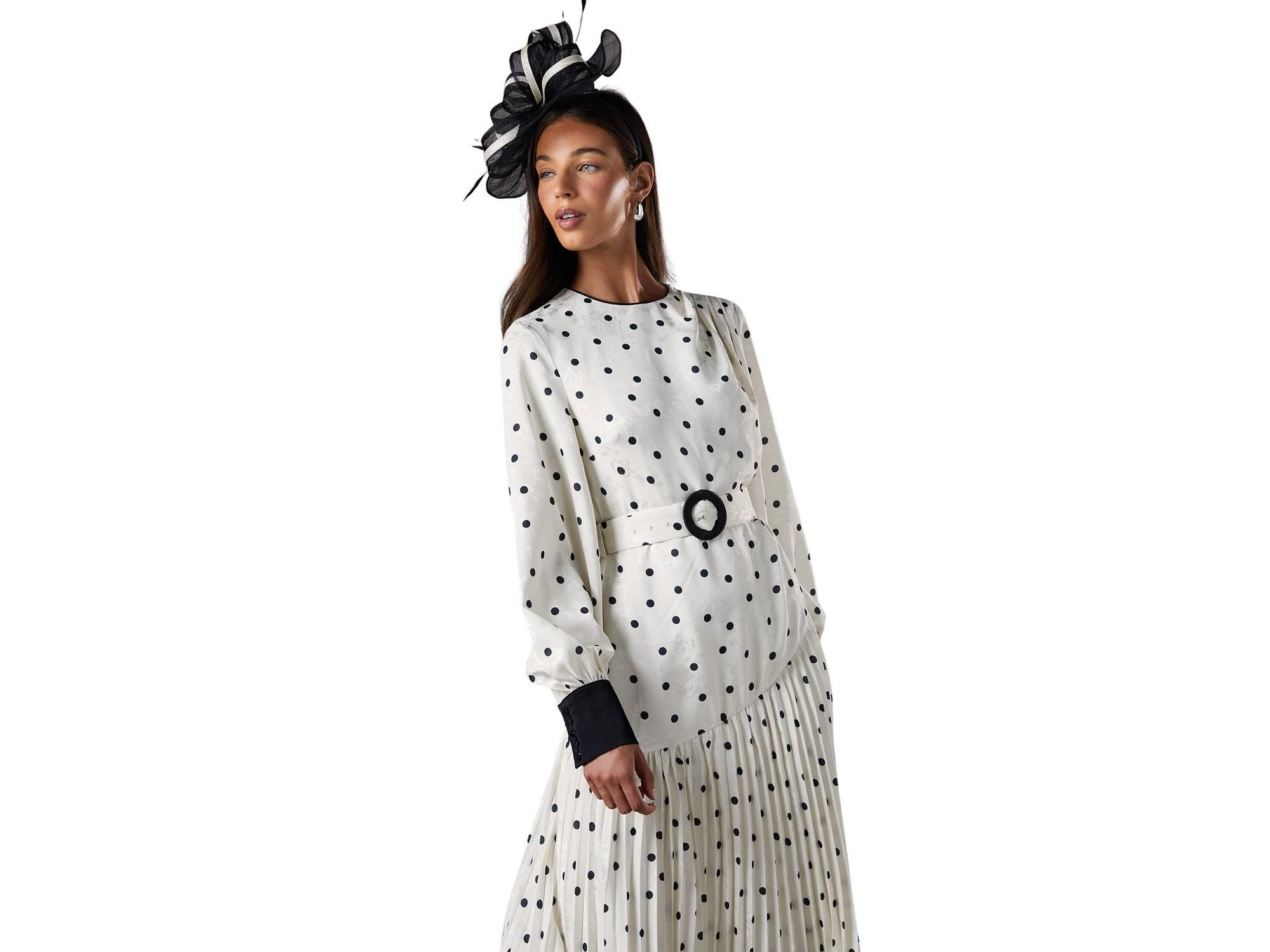Long Sleeve Pleated Midi Dress — Image 3